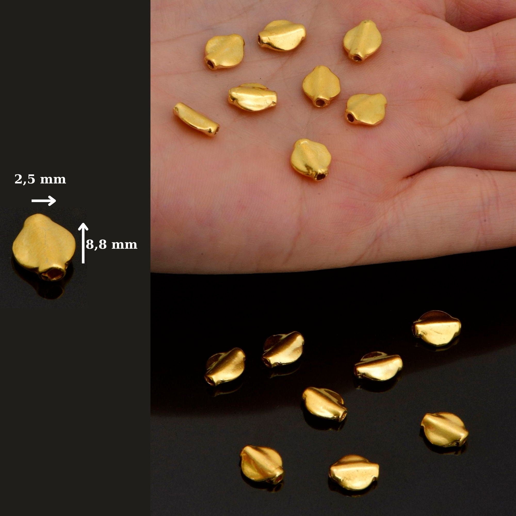 24K Gold Vermeil UFO Spacer Beads, Handmade Silver Spacer Beads in 24K Gold, 925 Silver Spacer Beads, Jewelry Supplies, VM97