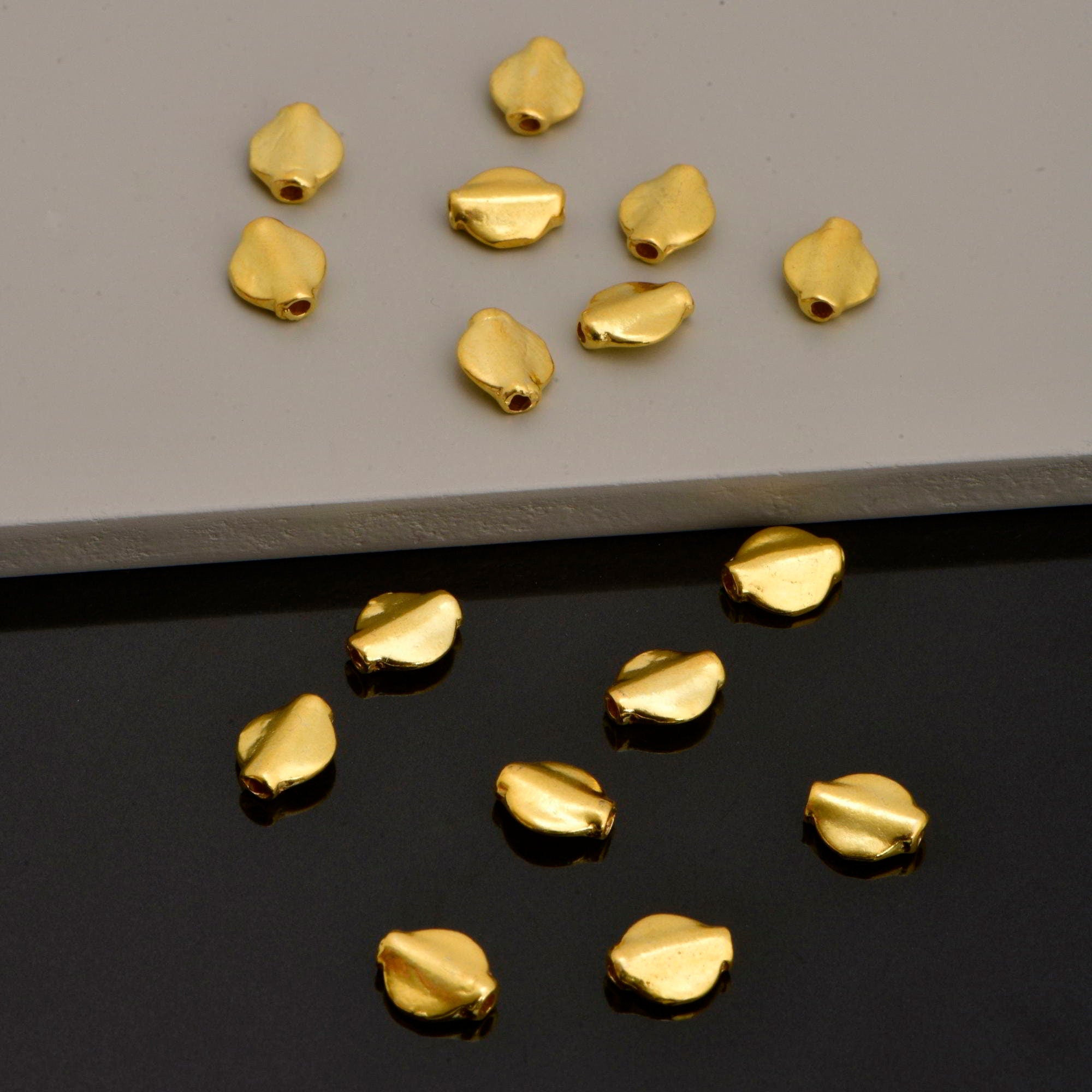 24K Gold Vermeil & 925 Silver UFO Spacer Beads, Handmade Silver Spacer Beads in 24K Gold, Gold Spacer Beads, Jewelry Supplies, M/VM97