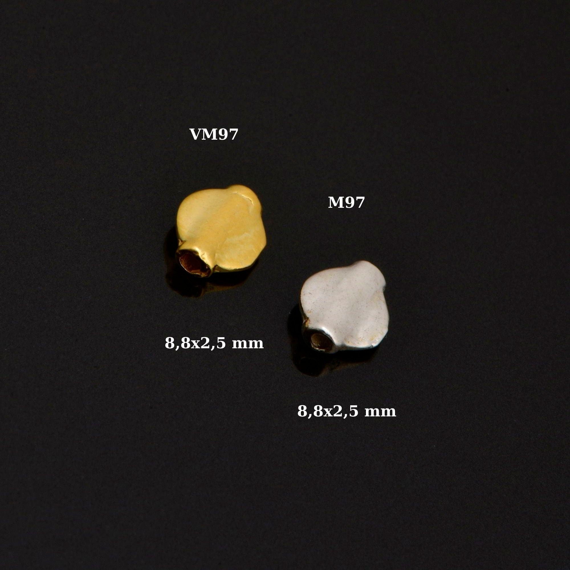 24K Gold Vermeil & 925 Silver UFO Spacer Beads, Handmade Silver Spacer Beads in 24K Gold, Gold Spacer Beads, Jewelry Supplies, M/VM97