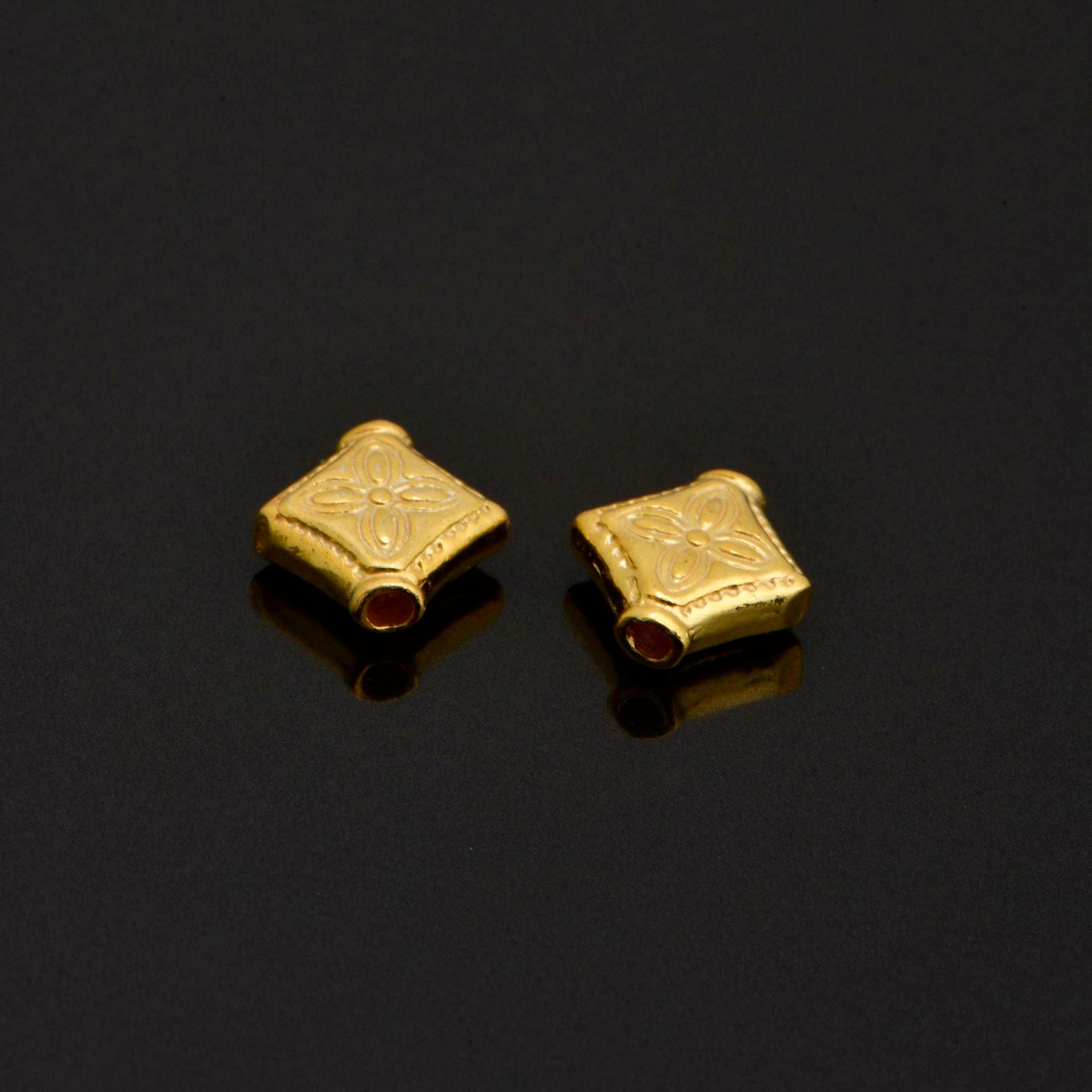 24K Gold Vermeil Cross Spacer Beads, Handmade Silver Spacer Beads in 24K Gold, 925 Silver Spacer Beads, Jewelry Supplies, VM98