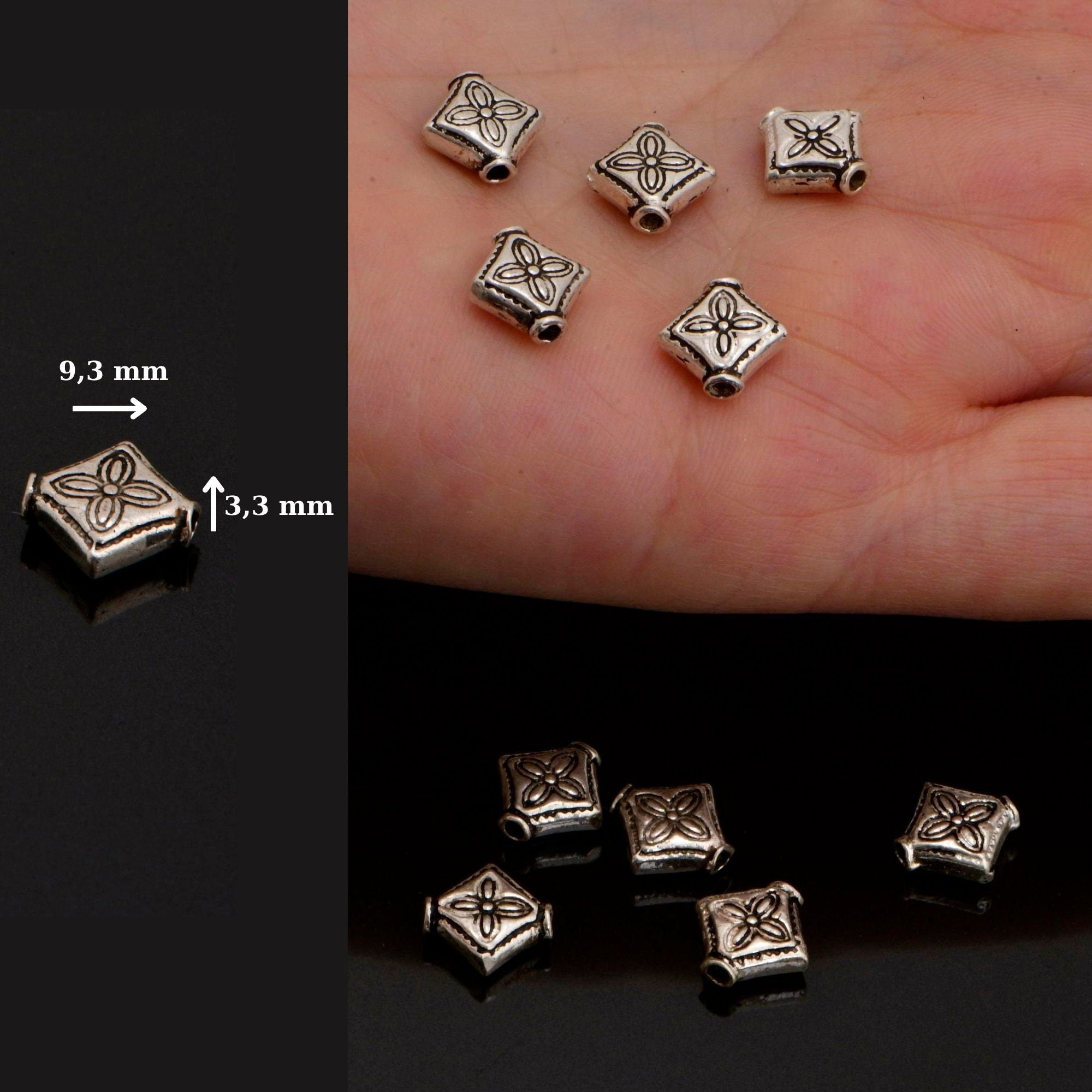 24K Gold Vermeil and 925 Silver Cross Spacer Beads, Handmade Silver Spacer Beads in Gold, Silver Spacer Beads, Jewelry Supplies, M/VM98