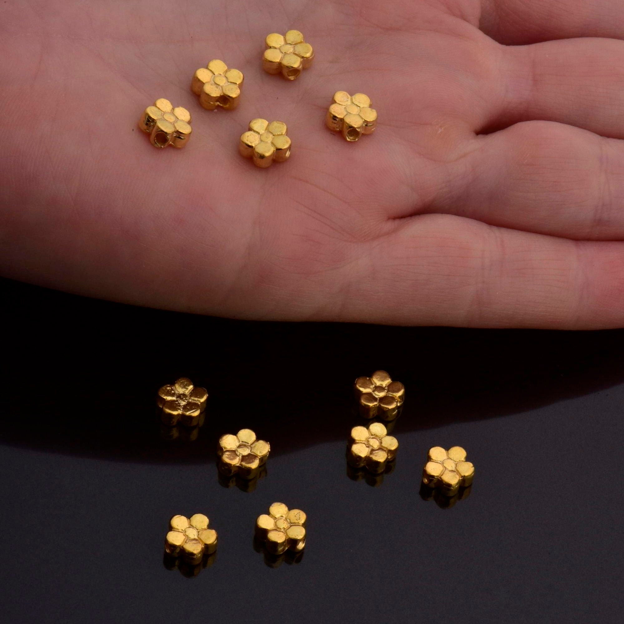 24K Gold Vermeil Big Daisy Spacer Beads, Handmade Silver Spacer Beads in 24K Gold, 925 Silver Spacer Beads, Jewelry Supplies, VM100