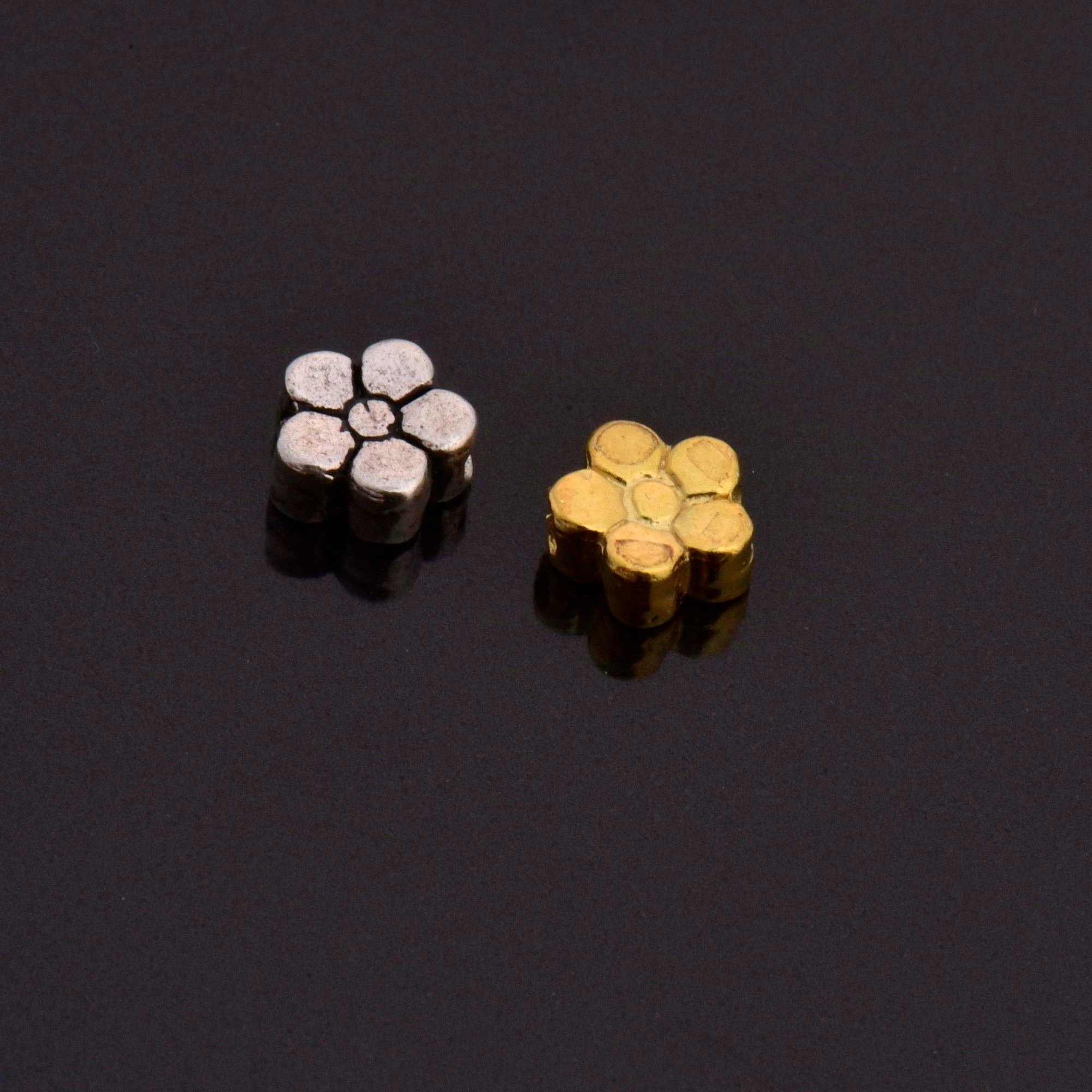 24K Gold Vermeil & 925 Silver Big Daisy Spacer Beads, Handmade Silver Spacer Beads in Gold, Silver Spacer Beads, Jewelry Supplies, M/VM100