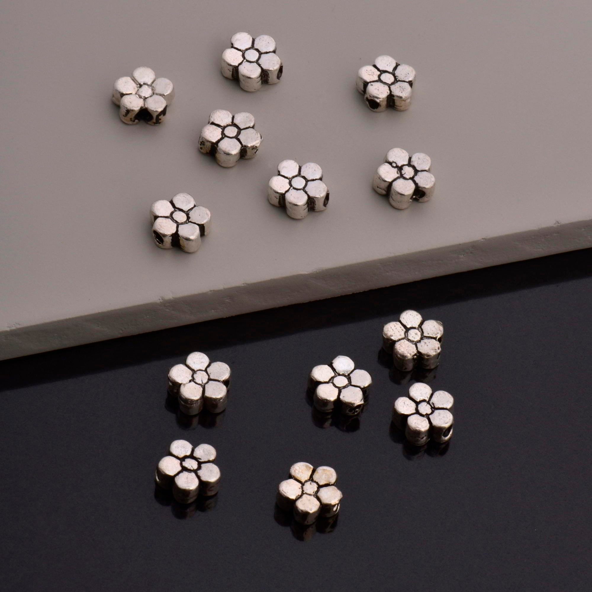 24K Gold Vermeil & 925 Silver Big Daisy Spacer Beads, Handmade Silver Spacer Beads in Gold, Silver Spacer Beads, Jewelry Supplies, M/VM100