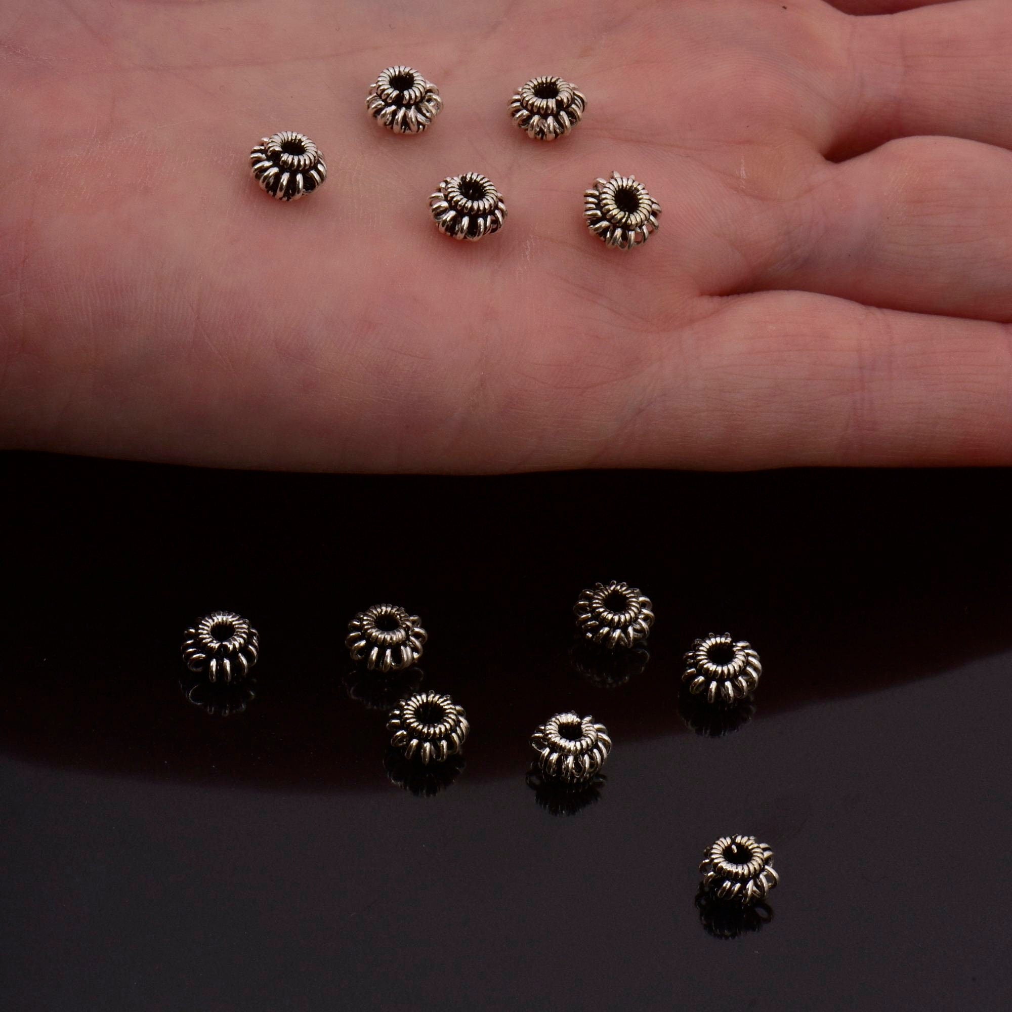 925 Sterling Silver Filigree Beads, Handmade Silver Beads, Solid Silver Beads, Spacer Beads, Jewelry Supply, M110