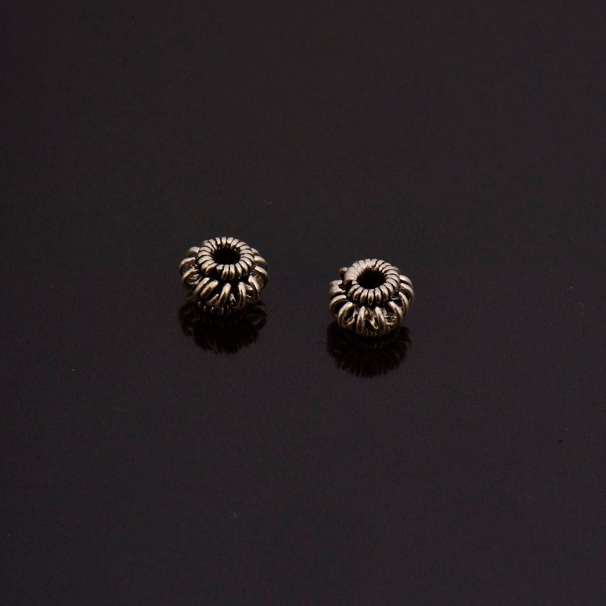 925 Sterling Silver Filigree Beads, Handmade Silver Beads, Solid Silver Beads, Spacer Beads, Jewelry Supply, M110