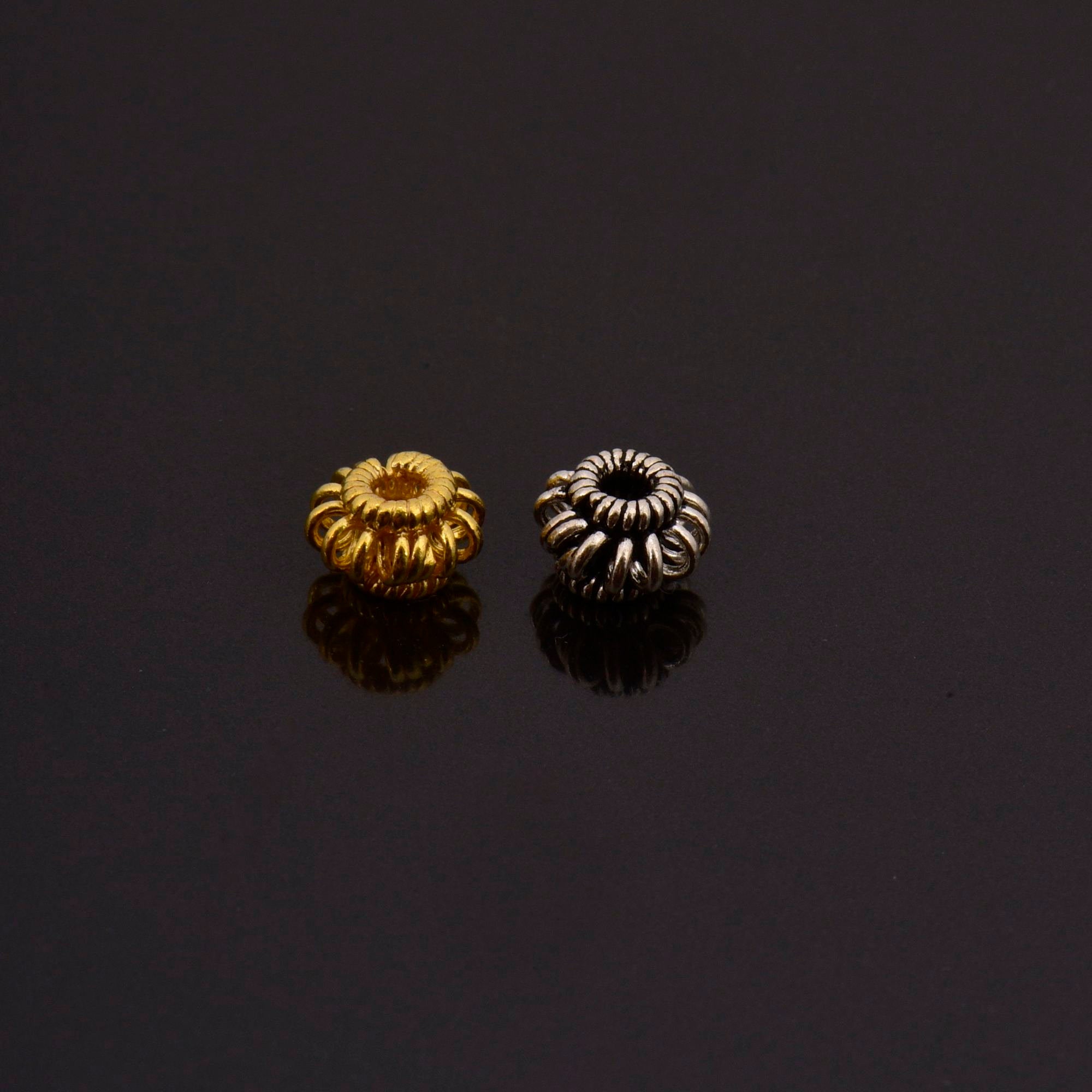 24K Gold Vermeil and 925 Silver Filigree Beads, Handmade Silver Beads Gold, Gold Beads, Spacer Beads, Jewelry Supply, M/VM110