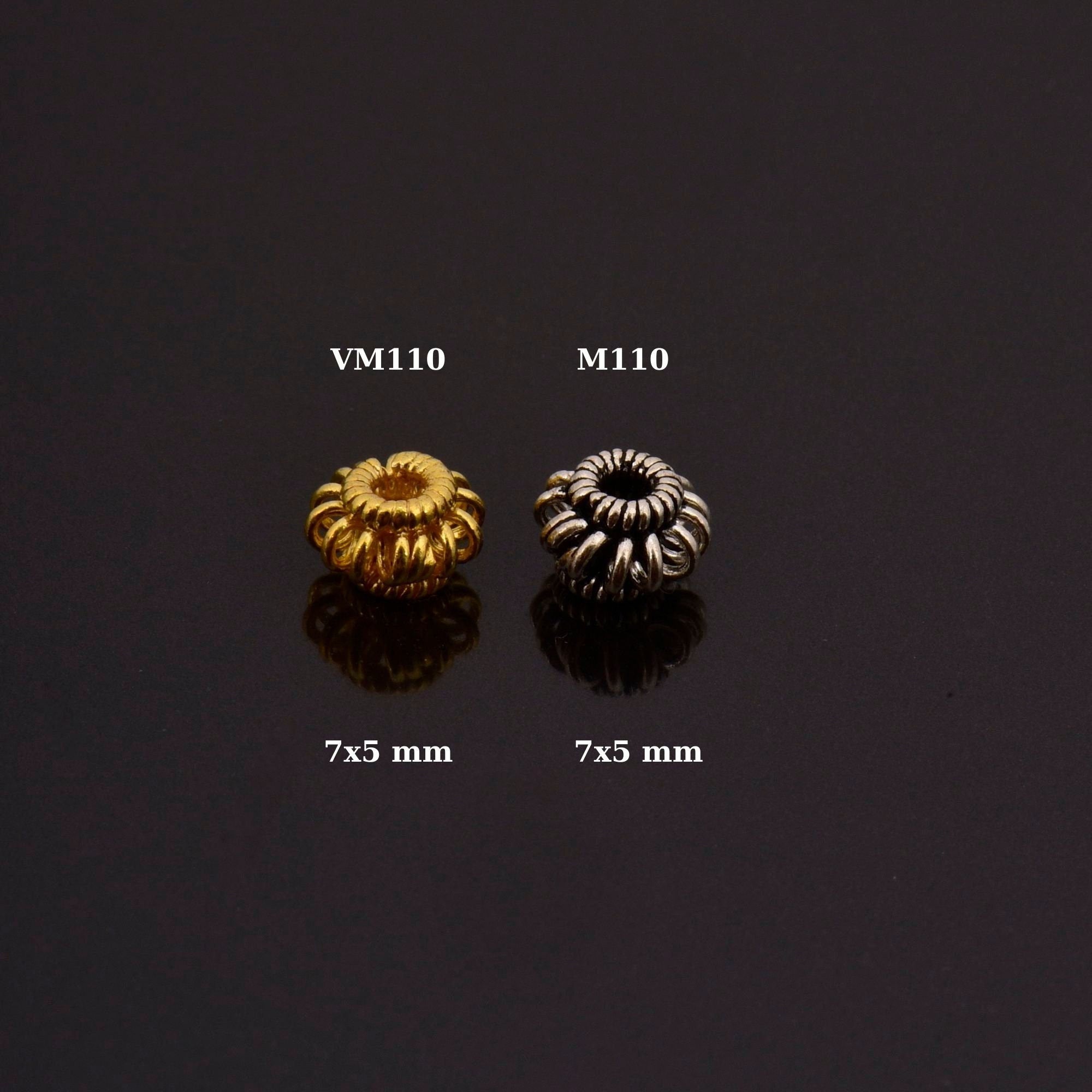 24K Gold Vermeil and 925 Silver Filigree Beads, Handmade Silver Beads Gold, Gold Beads, Spacer Beads, Jewelry Supply, M/VM110