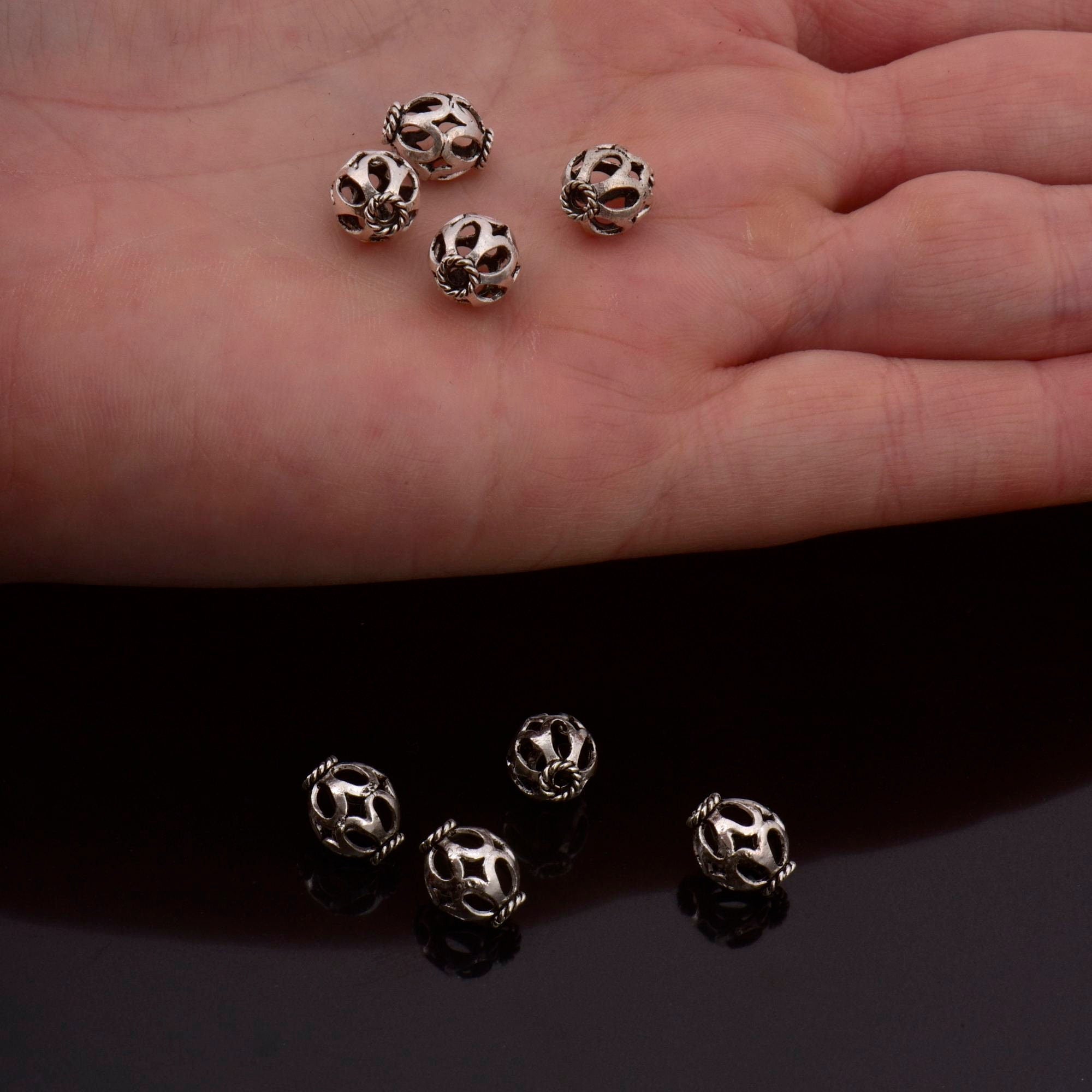 925 Sterling Silver Filigree Beads, Handmade Silver Beads, Solid Silver Beads, Spacer Beads, Jewelry Supply, M113