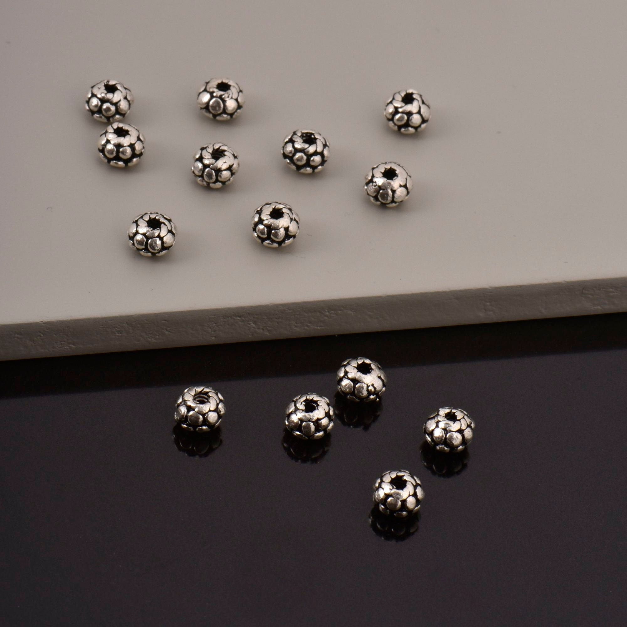 925 Sterling Silver Filigree Beads, Handmade Silver Beads, Solid Silver Beads, Spacer Beads, Jewelry Supply, M114