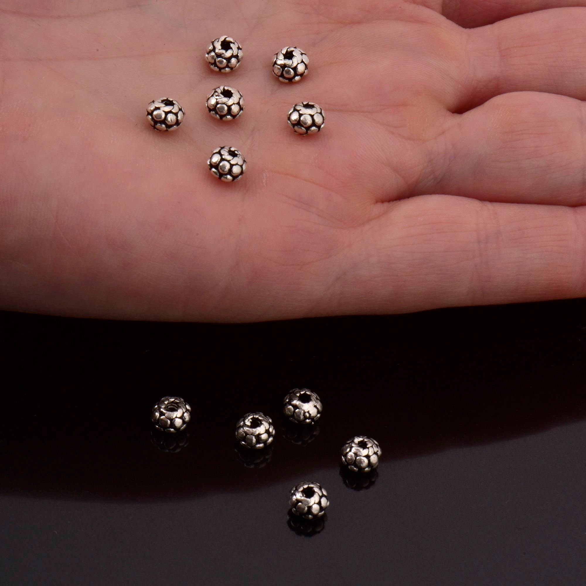 925 Sterling Silver Filigree Beads, Handmade Silver Beads, Solid Silver Beads, Spacer Beads, Jewelry Supply, M114