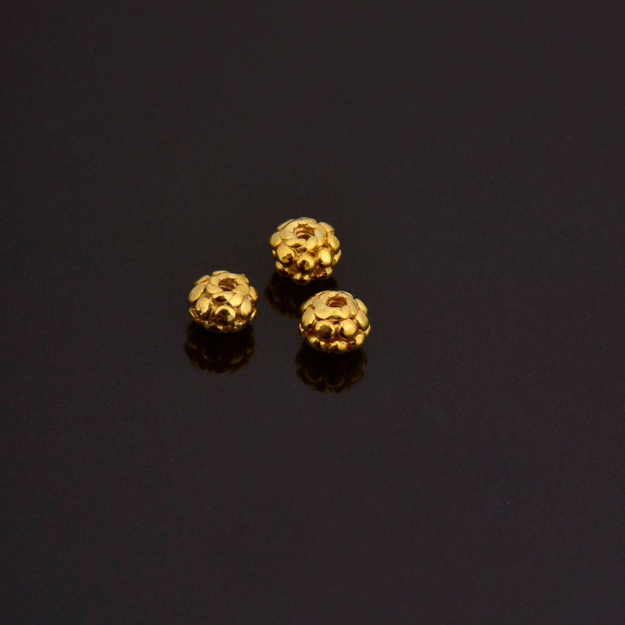 24K Gold Vermeil and 925 Silver Filigree Beads, Handmade Silver Beads in Gold, Solid Silver Beads, Spacer Beads, Jewelry Supply, M/VM114