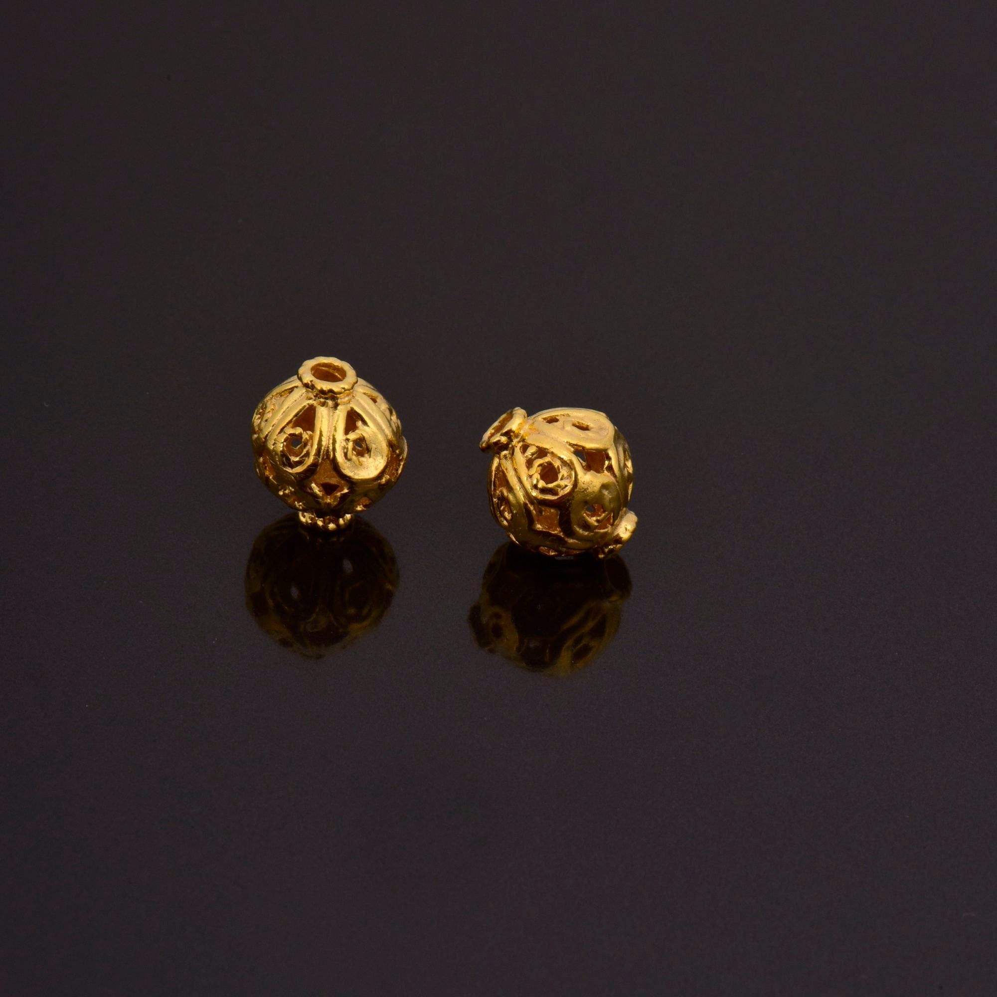 24K Gold Vermeil and 925 Silver Filigree Beads, Handmade Silver Beads in 24K Gold, Solid Silver Beads, Spacer Beads, Jewelry Supply, M/VM115
