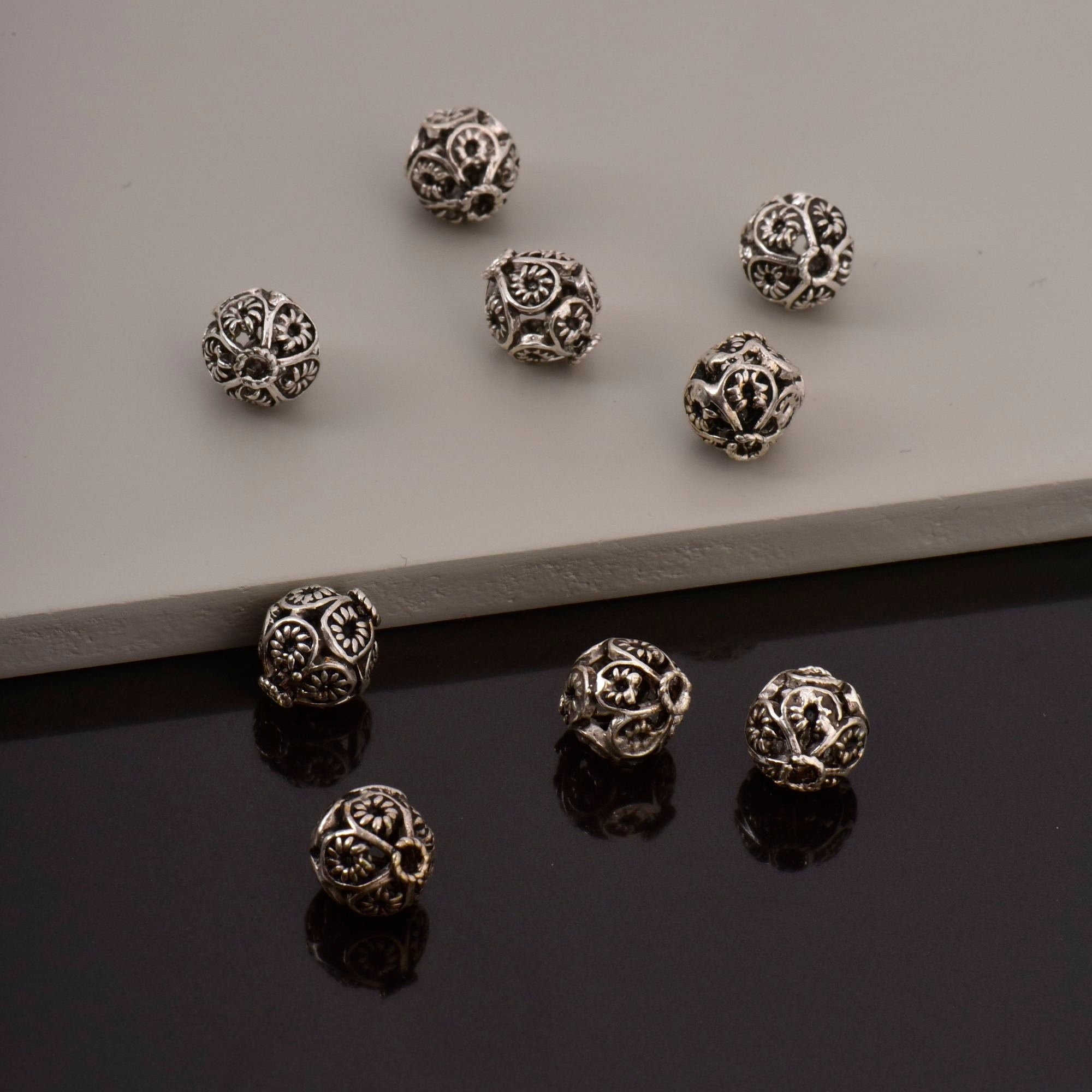 24K Gold Vermeil and 925 Silver Filigree Beads, Handmade Silver Beads in Gold, Solid Silver Beads, Spacer Beads, Jewelry Supply, M/VM116