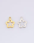 24K Gold Vermeil and 925 Sterling Silver 3 Pcs Flower Charms, Flower Charm Dangles, Plated Flower Pendants, Jewelry Findings, M/VM74