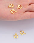 24K Gold Vermeil and 925 Sterling Silver 3 Pcs Flower Charms, Flower Charm Dangles, Plated Flower Pendants, Jewelry Findings, M/VM74
