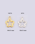 24K Gold Vermeil and 925 Sterling Silver 3 Pcs Flower Charms, Flower Charm Dangles, Plated Flower Pendants, Jewelry Findings, M/VM74