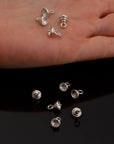 925 Sterling Silver Peg Bail Hand Made Bead Caps for Half Drilled Beads, Sterling Silver Bead Caps , Jewelry Supply, M76
