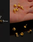 925 Sterling Silver and 24 K Gold Vermeil Peg Bail Hand Made Bead Caps for Half Drilled Beads, Jewelry Supplies, M/VM76
