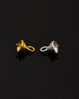 925 Sterling Silver and 24 K Gold Vermeil Peg Bail Hand Made Bead Caps for Half Drilled Beads, Jewelry Supplies, M/VM76