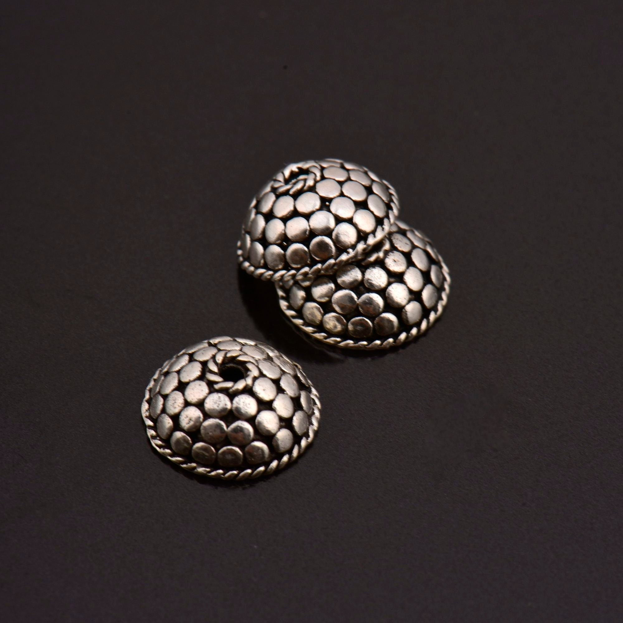 925 Sterling Silver Handmade Bead Caps, Studded Solid Silver Bead Caps, 925 Silver Bead Caps, Jewelry Supplies, M89