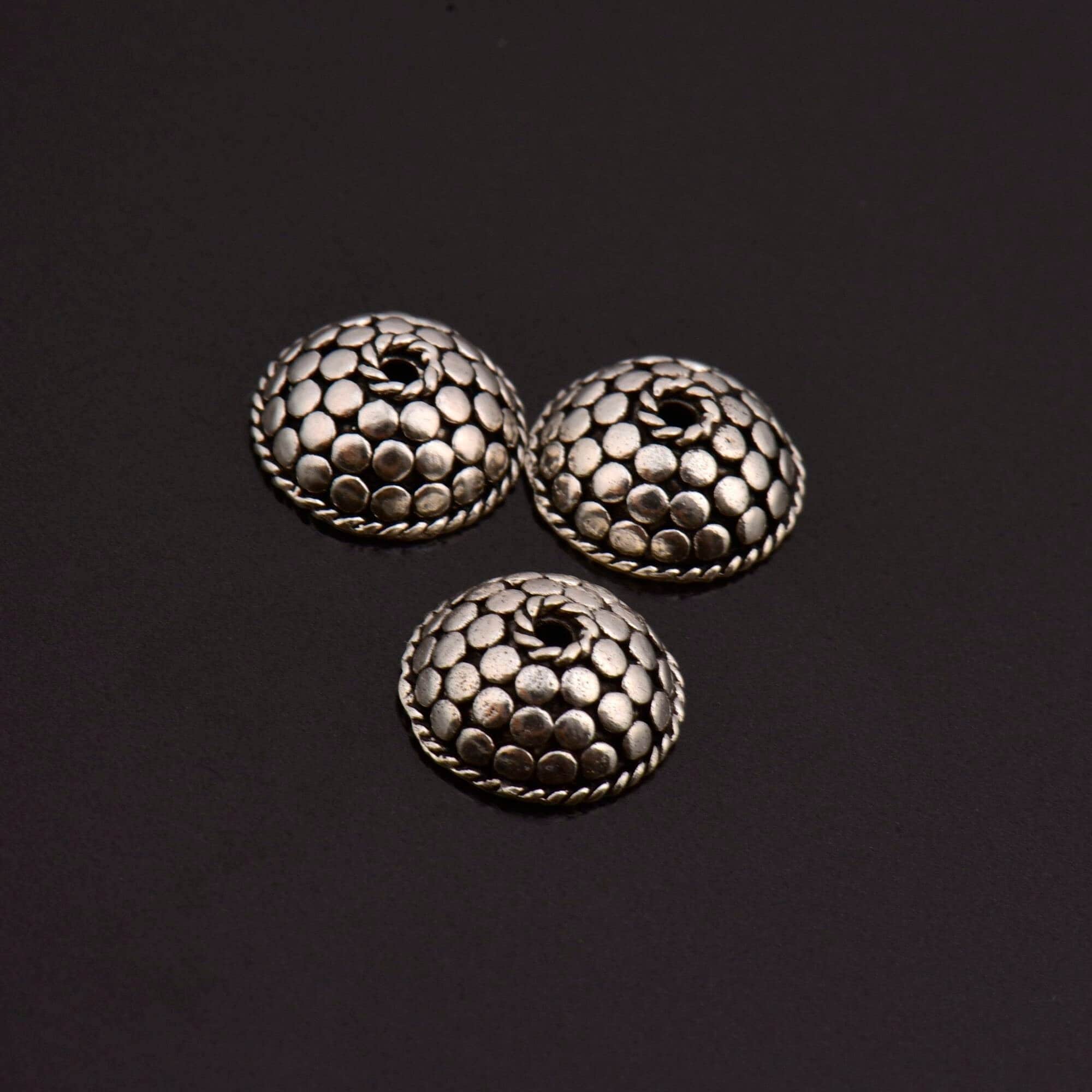 925 Sterling Silver Handmade Bead Caps, Studded Solid Silver Bead Caps, 925 Silver Bead Caps, Jewelry Supplies, M89