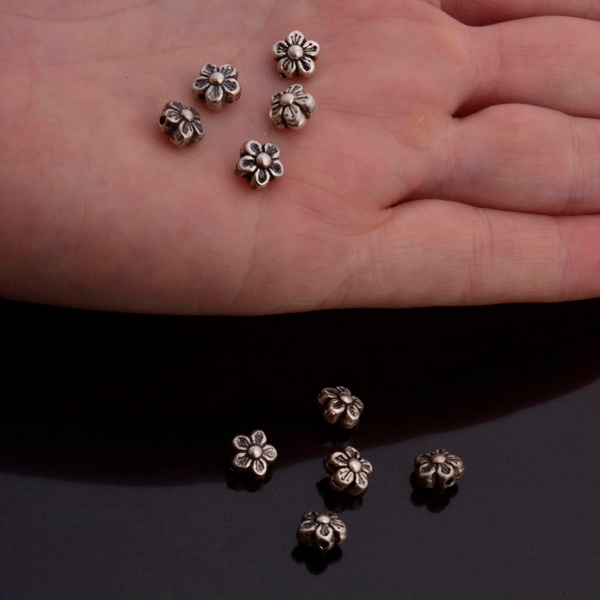 925 Sterling Silver Flower Spacer Beads, Handmade Silver Spacer Beads, Solid Silver Spacer Beads, Jewelry Supply, M101