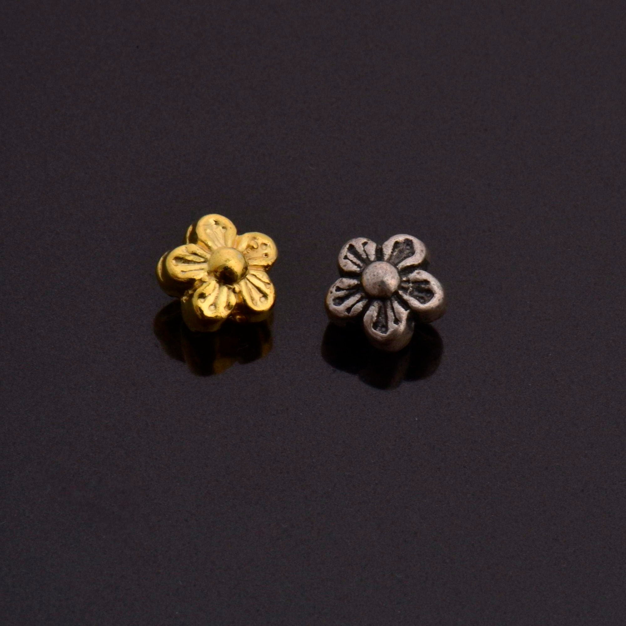 24K Gold Vermeil and 925 Silver Flower Spacer Beads, Handmade Silver Spacer Beads in Gold, Silver Spacer Beads, Jewelry Supplies, M/VM101