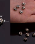 24K Gold Vermeil and 925 Silver Flower Spacer Beads, Handmade Silver Spacer Beads in Gold, Silver Spacer Beads, Jewelry Supplies, M/VM101
