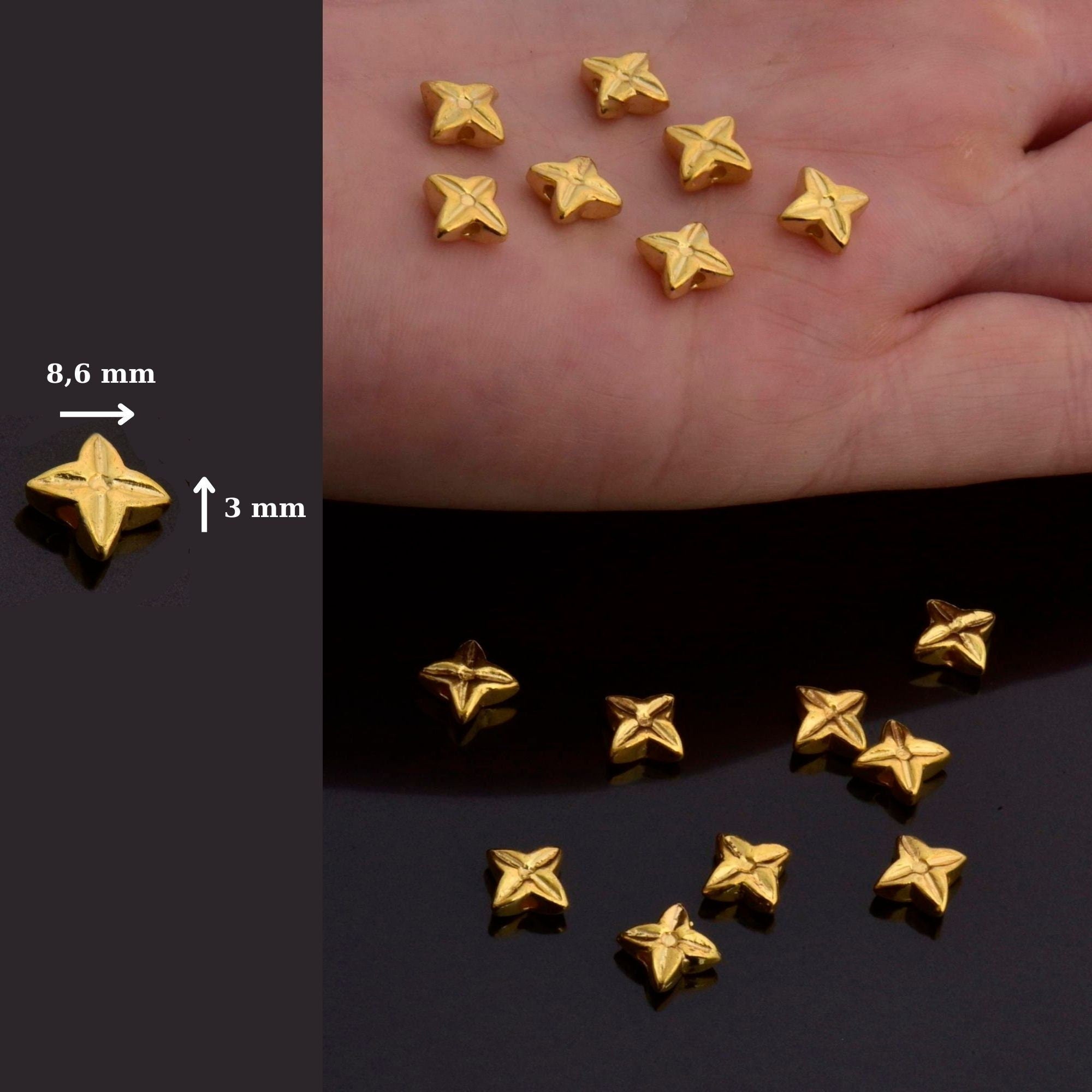 24K Gold Vermeil Flat Tube Spacer Beads, Handmade Silver Spacer Beads in 24K Gold, 925 Silver Spacer Beads, Jewelry Supplies, VM102