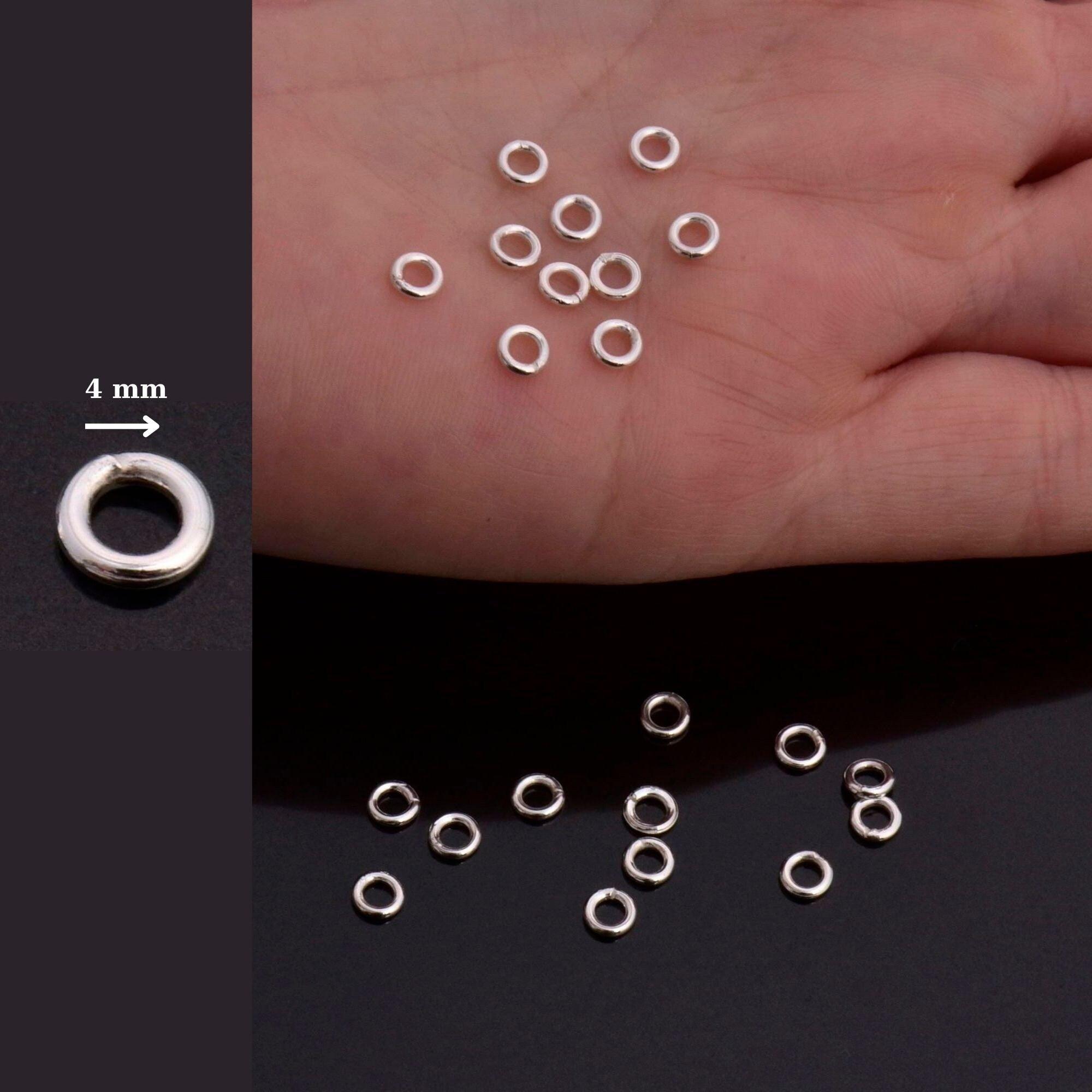 Dia 4mm & Ga.2 925 Sterling Silver CLOSED Jump Rings, tough, High Quality in silver hollow Rings, Jewelry Supplies, Findings, M103A