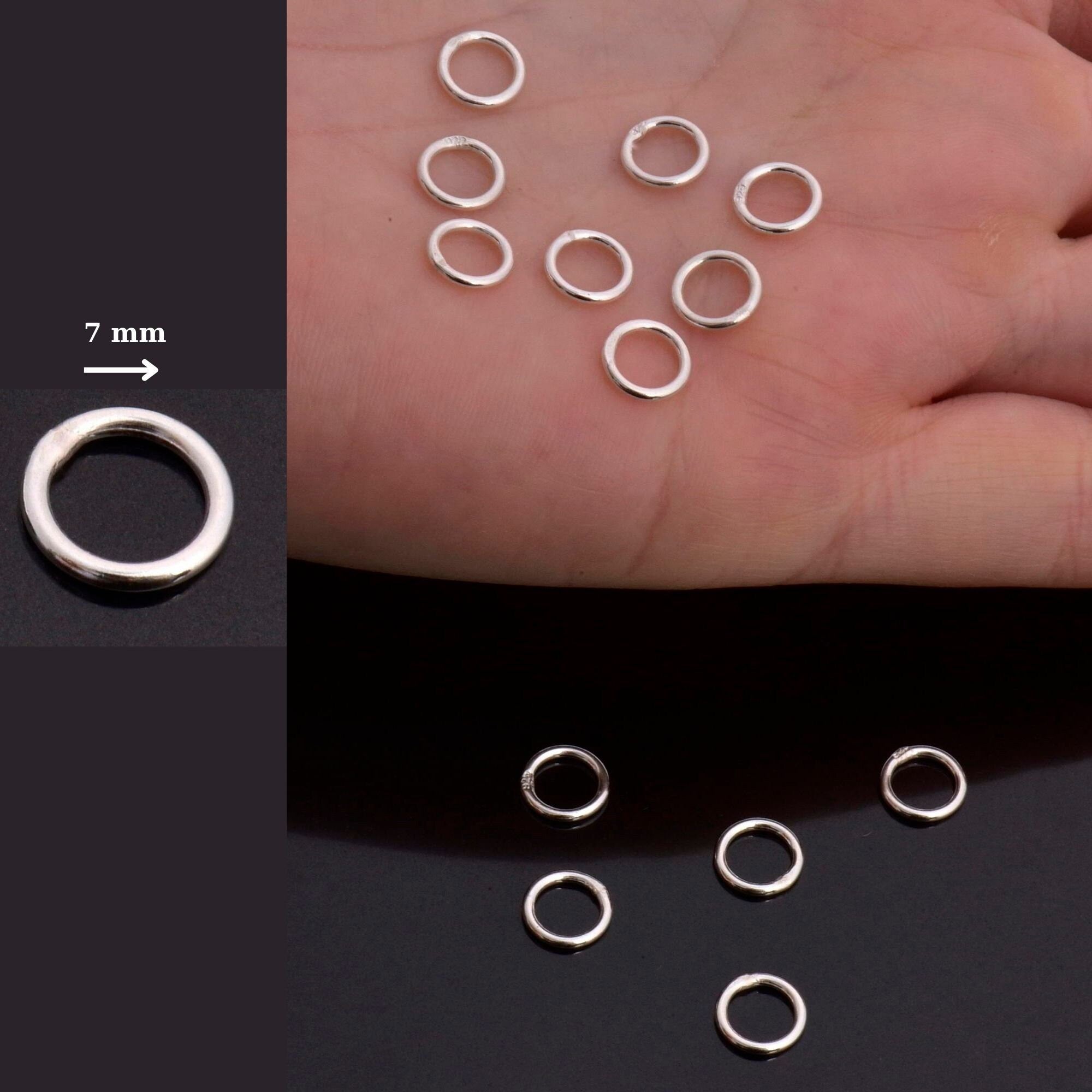 Dia 7mm & Ga.5 925 Sterling Silver CLOSED Jump Rings, tough, High Quality in Silver Hollow Rings , Jewelry Supplies, Findings, M103D