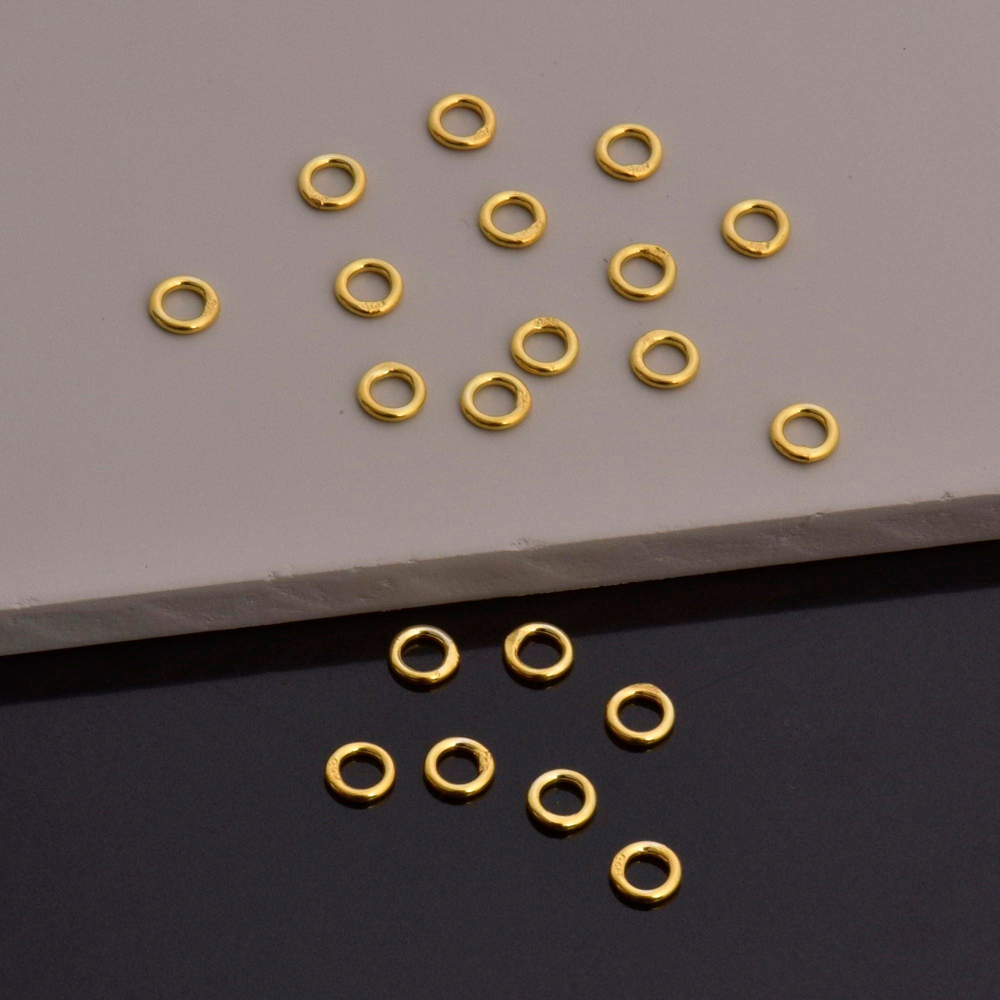 Dia 5mm & Ga.3 24K Gold Vermeil CLOSED Jump Rings, tough, High Quality in 925 Sterling Silver Jump Rings in Gold, Jewelry Findings, VM103B