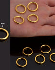 24K Gold Vermeil 15mm CLOSED and HOLLOW Jump Rings, 925 Sterling Silver Jump Rings, Jewelry Supplies, Findings, VM104C