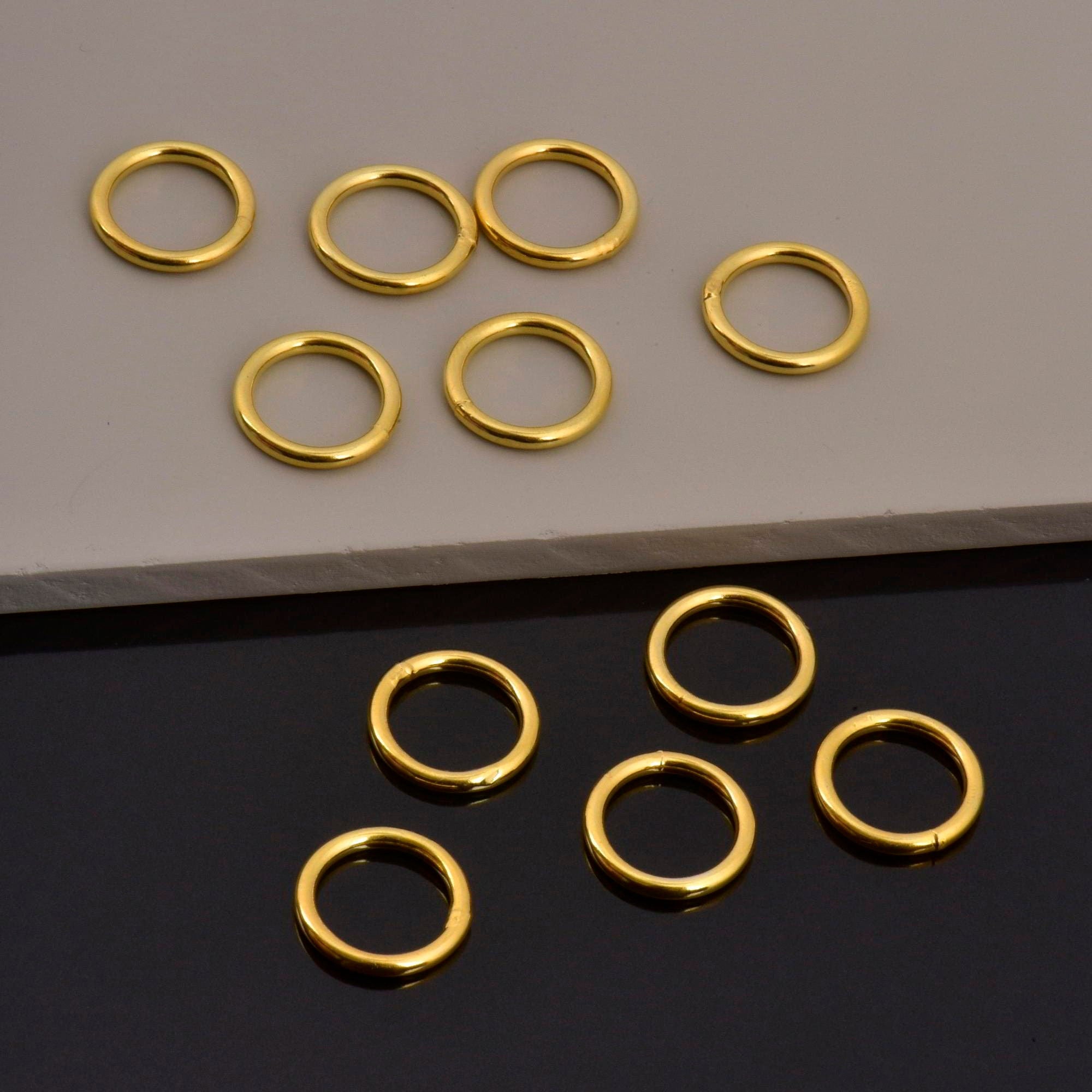 24K Gold Vermeil 15mm CLOSED and HOLLOW Jump Rings, 925 Sterling Silver Jump Rings, Jewelry Supplies, Findings, VM104C