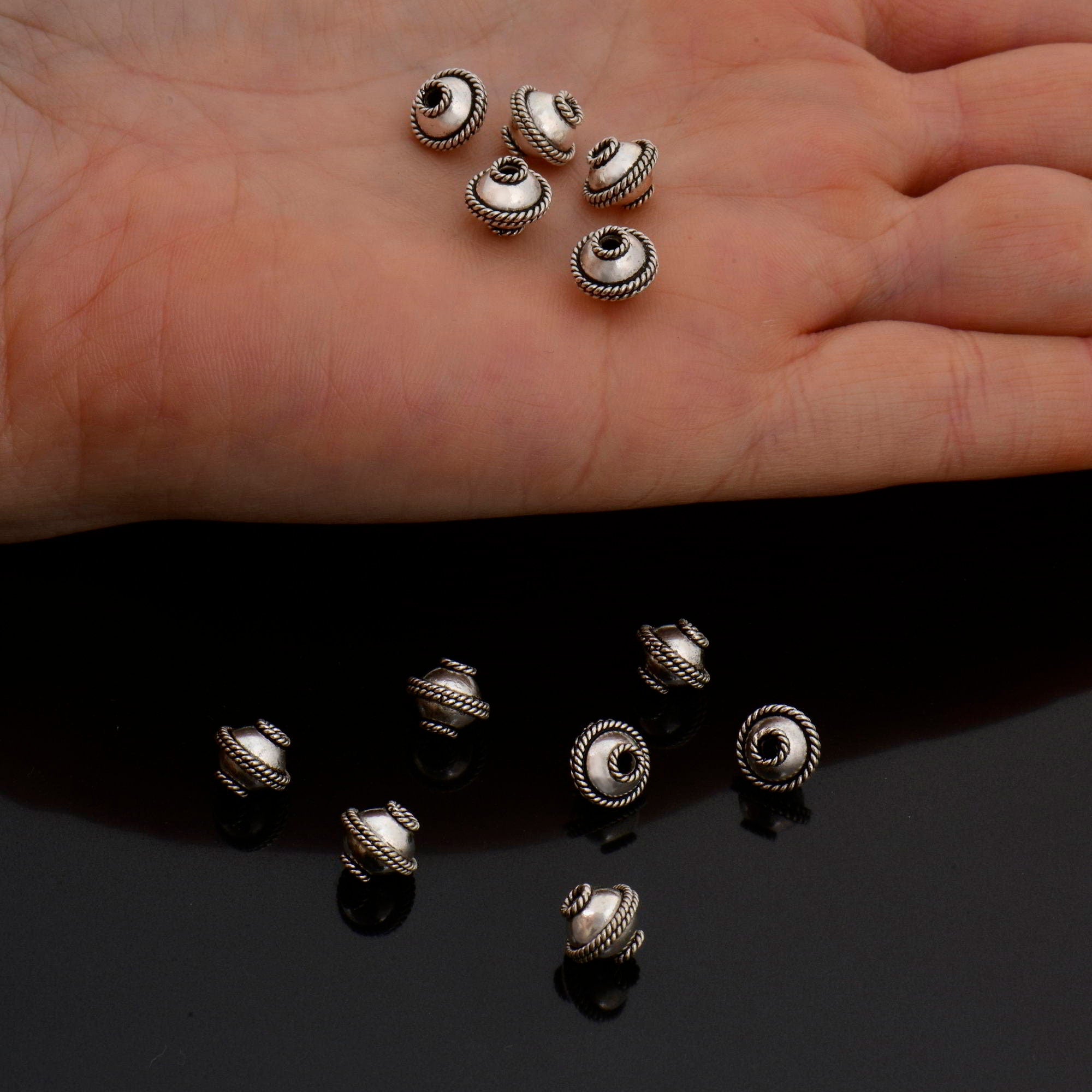 925 Sterling Silver Flying Saucer Beads, Handmade Silver Beads, Solid Silver Beads, Spacer Beads, Handmade Beads, Jewelry Supply, M118A