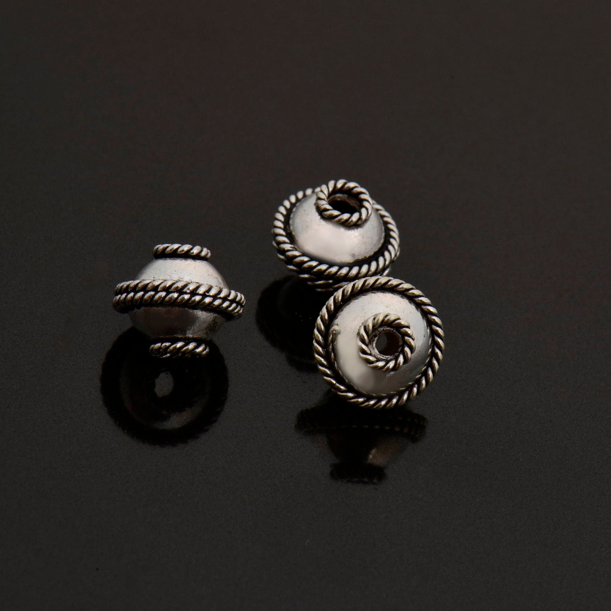 925 Sterling Silver Flying Saucer Beads, Handmade Silver Beads, Solid Silver Beads, Spacer Beads, Handmade Beads, Jewelry Supply, M118A