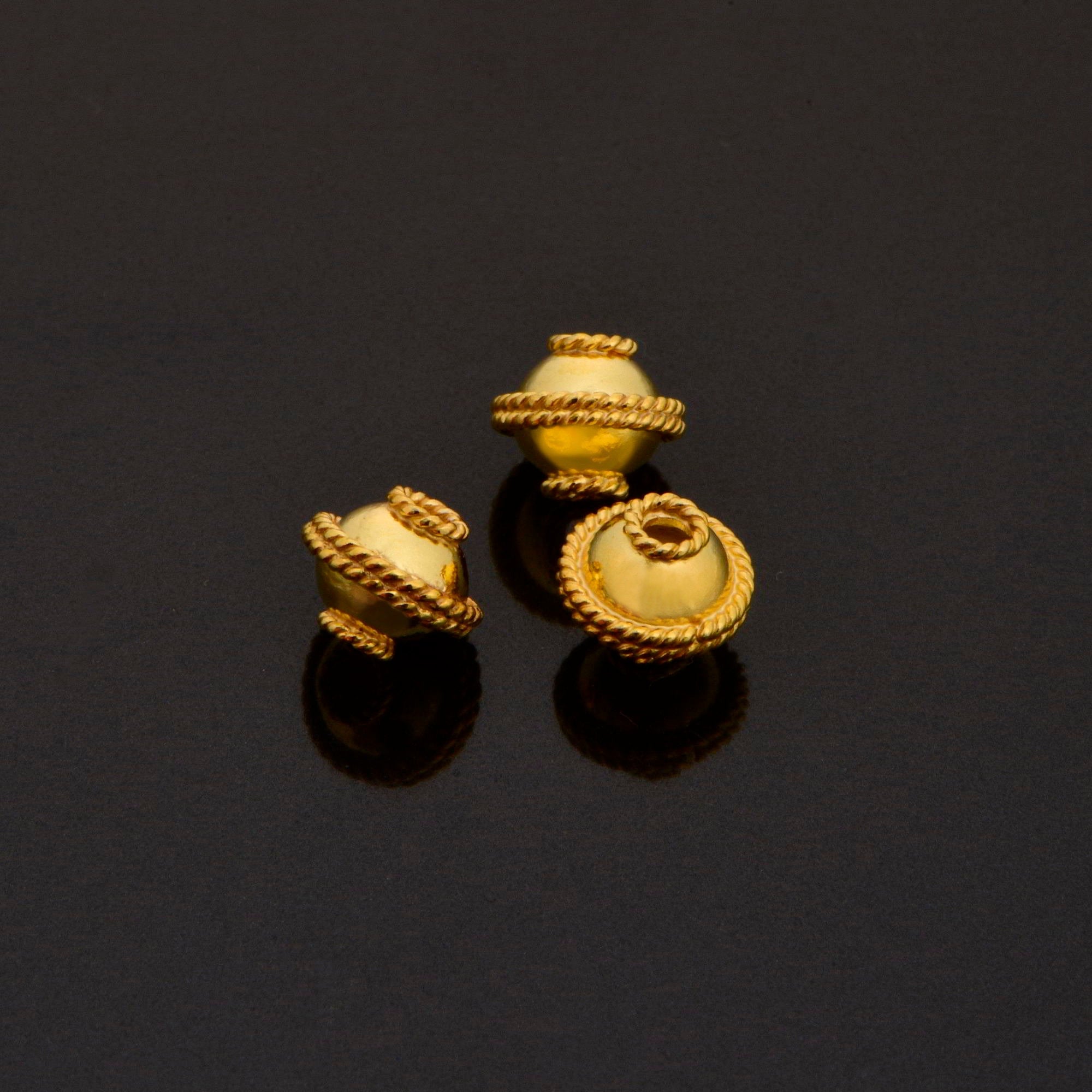 24K Gold Vermeil Flying Saucer Beads, Handmade Silver Beads in 24K Gold, 925 Solid Silver Beads, Handmade Beads, Jewelry Supply, VM118A
