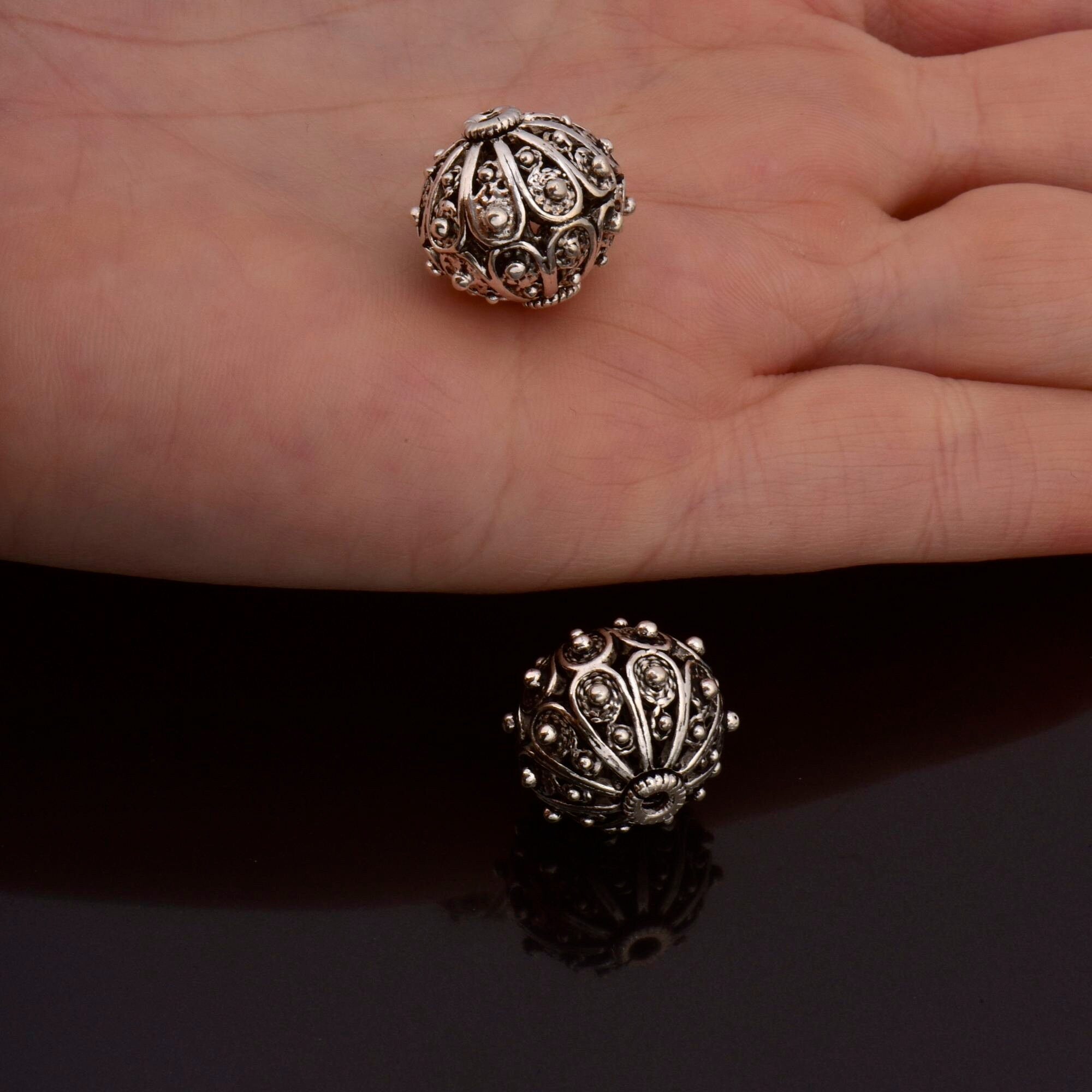 925 Sterling Silver Filigree Beads, Handmade Silver Beads, 925 Solid Silver Beads, Spacer Beads, Jewelry Supply, M109D