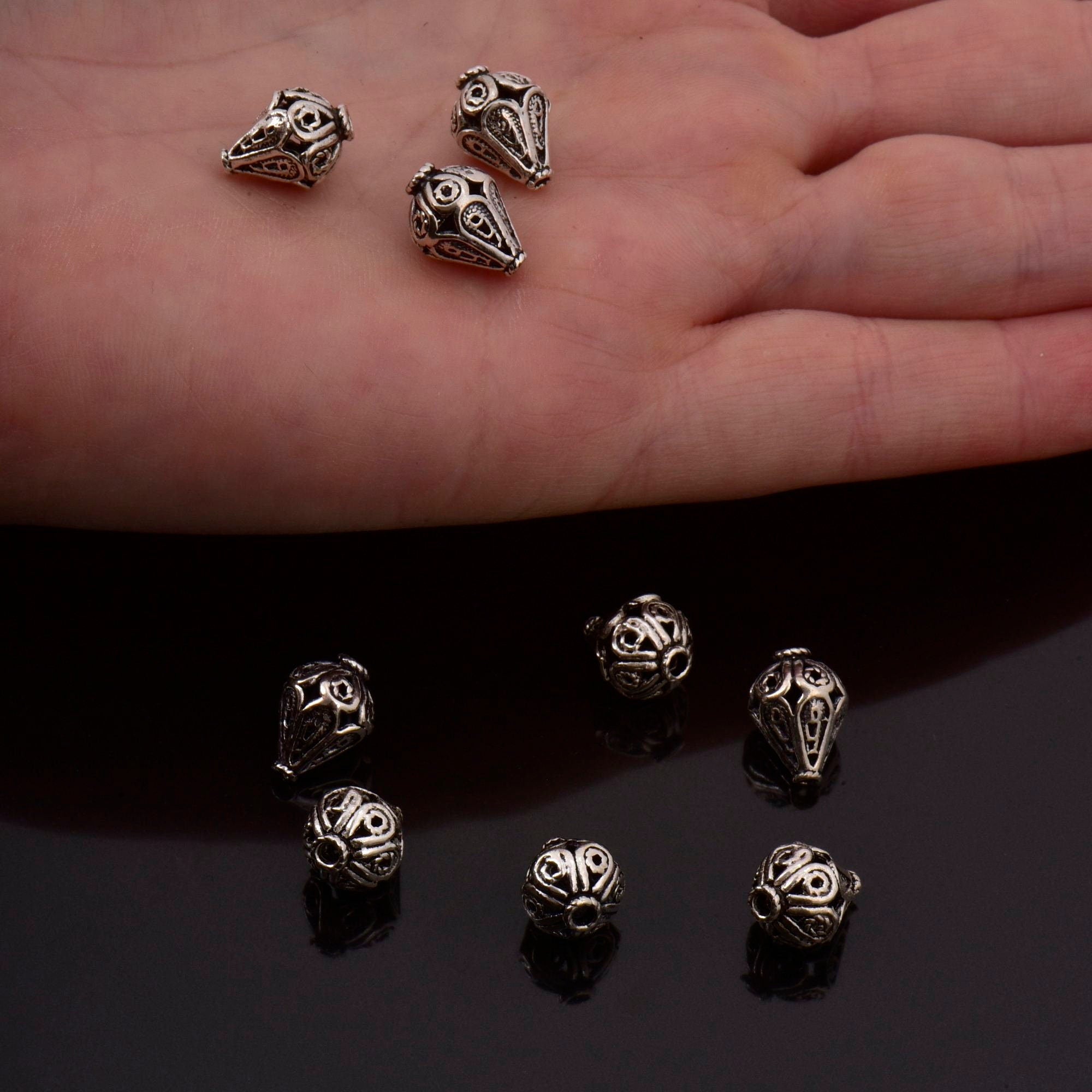 925 Sterling Silver Filigree Beads, Handmade Silver Beads, Solid Silver Beads, Spacer Beads, Jewelry Supply, M111