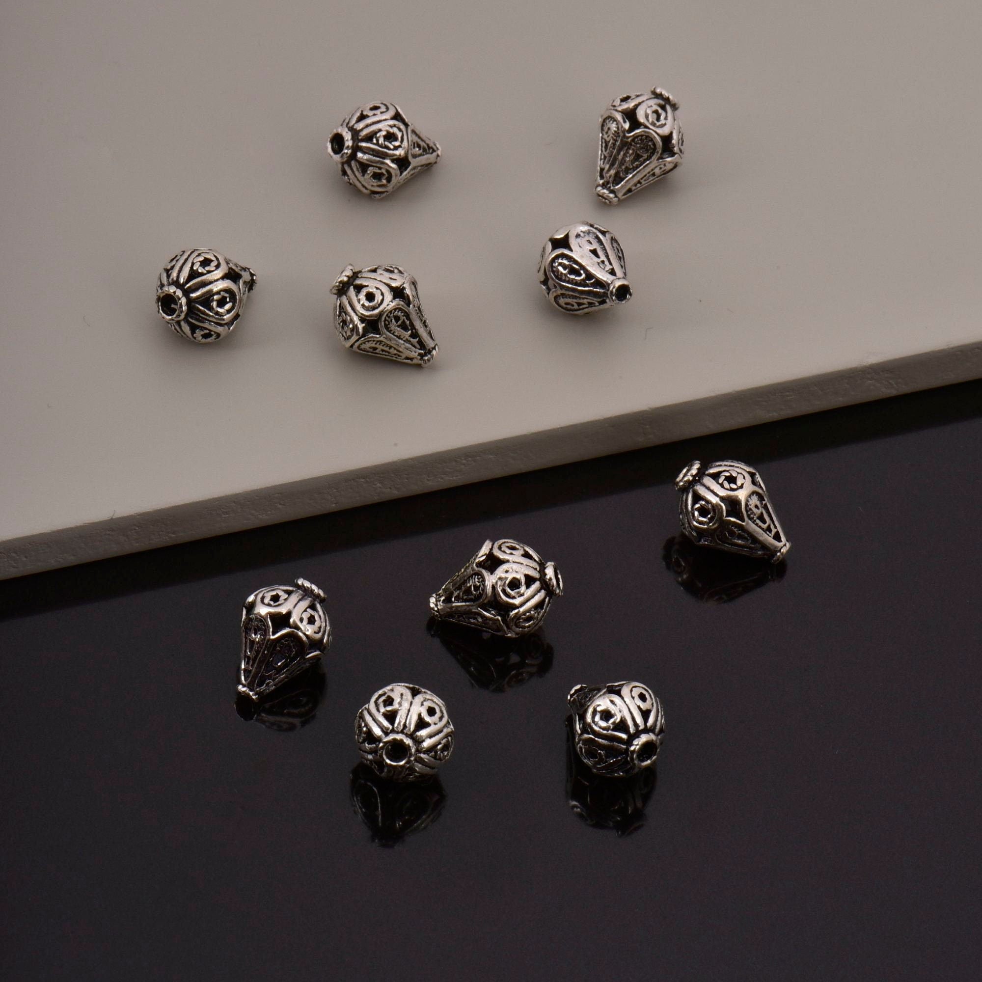 925 Sterling Silver Filigree Beads, Handmade Silver Beads, Solid Silver Beads, Spacer Beads, Jewelry Supply, M111
