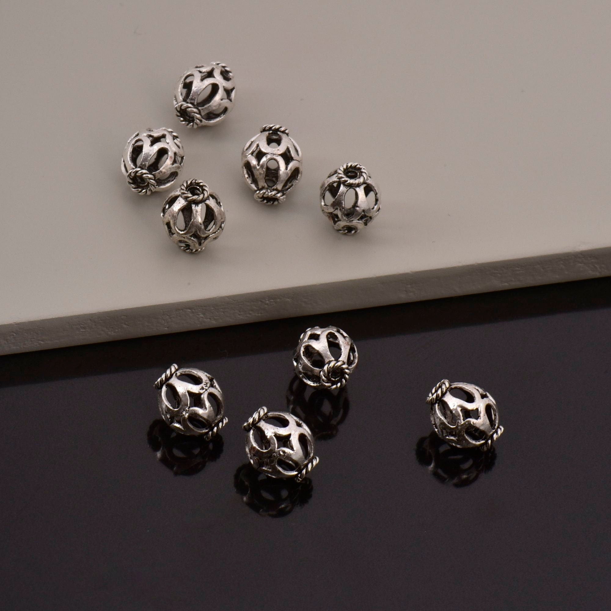 925 Sterling Silver Filigree Beads, Handmade Silver Beads, Solid Silver Beads, Spacer Beads, Jewelry Supply, M113