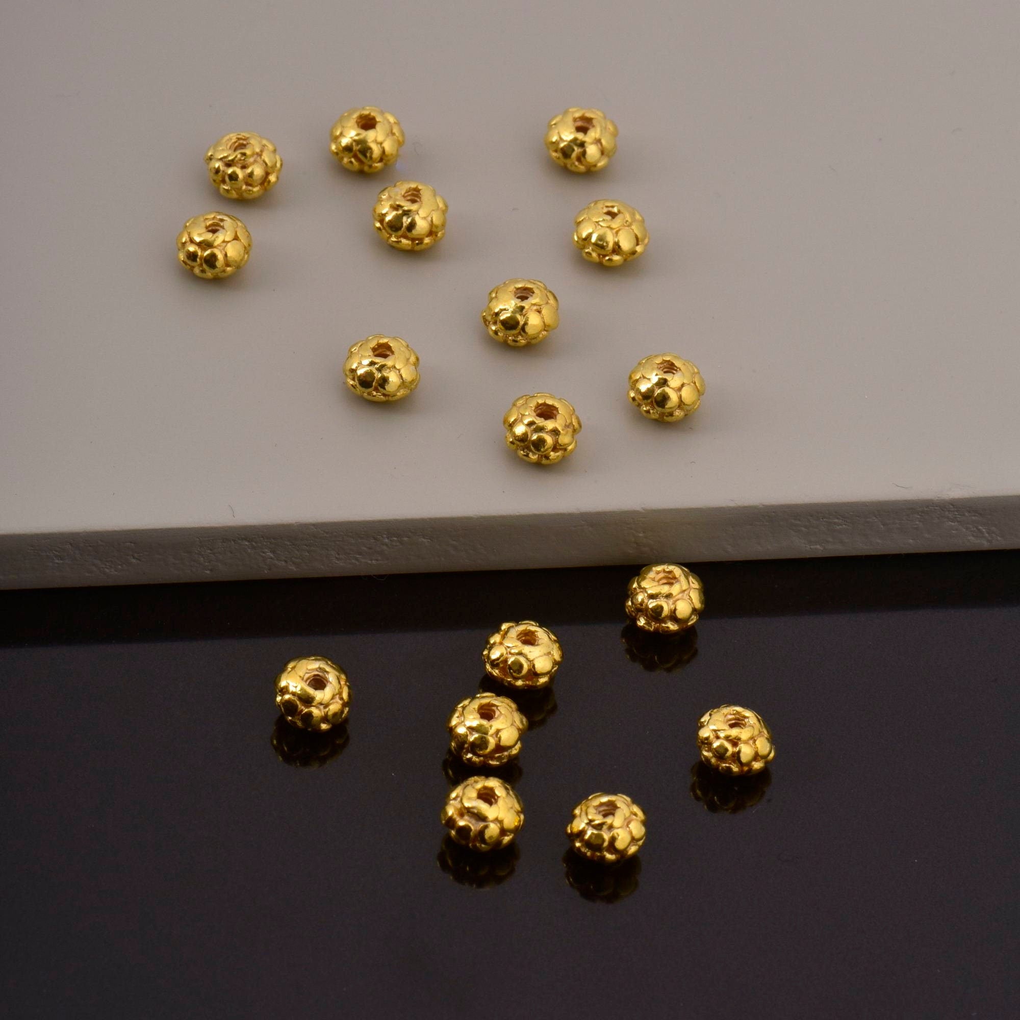 24K Gold Vermeil and 925 Silver Filigree Beads, Handmade Silver Beads in Gold, Solid Silver Beads, Spacer Beads, Jewelry Supply, M/VM114