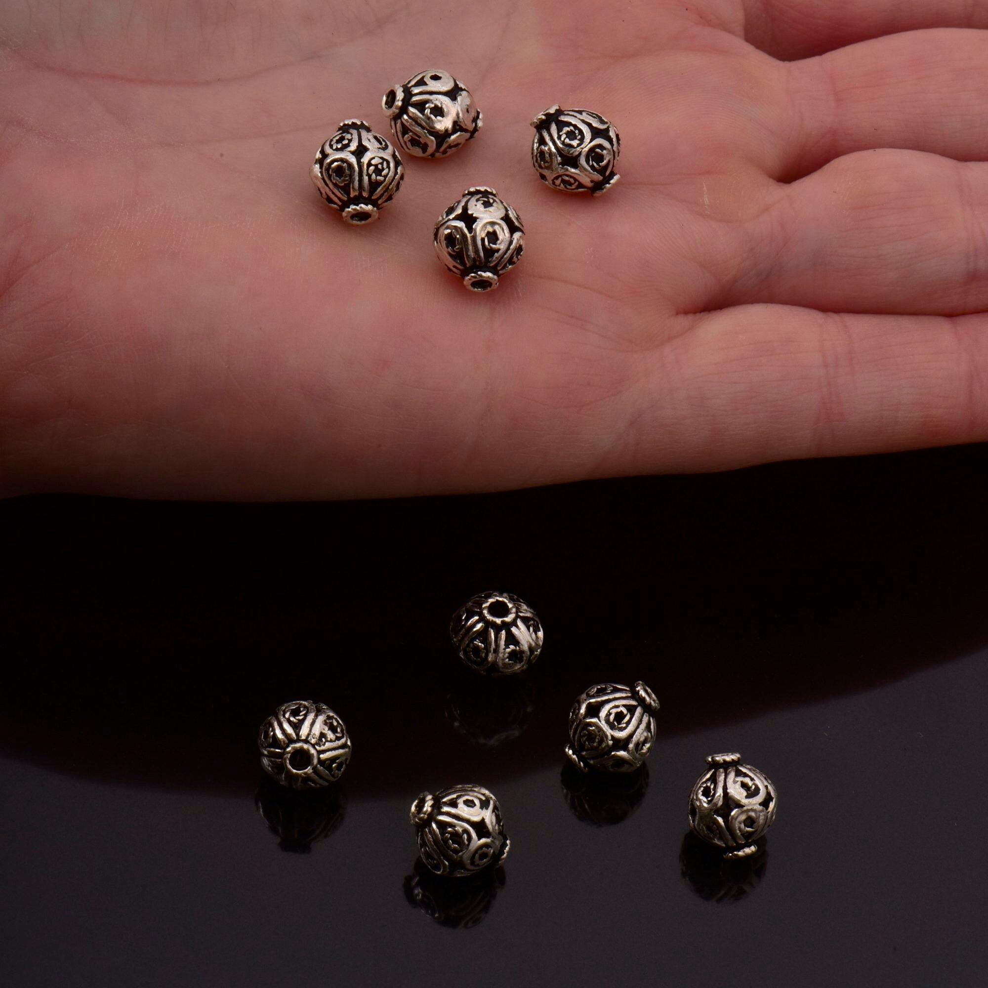 925 Sterling Silver Filigree Beads, Handmade Silver Beads, 925 Solid Silver Beads, Spacer Beads, Jewelry Supply, M115