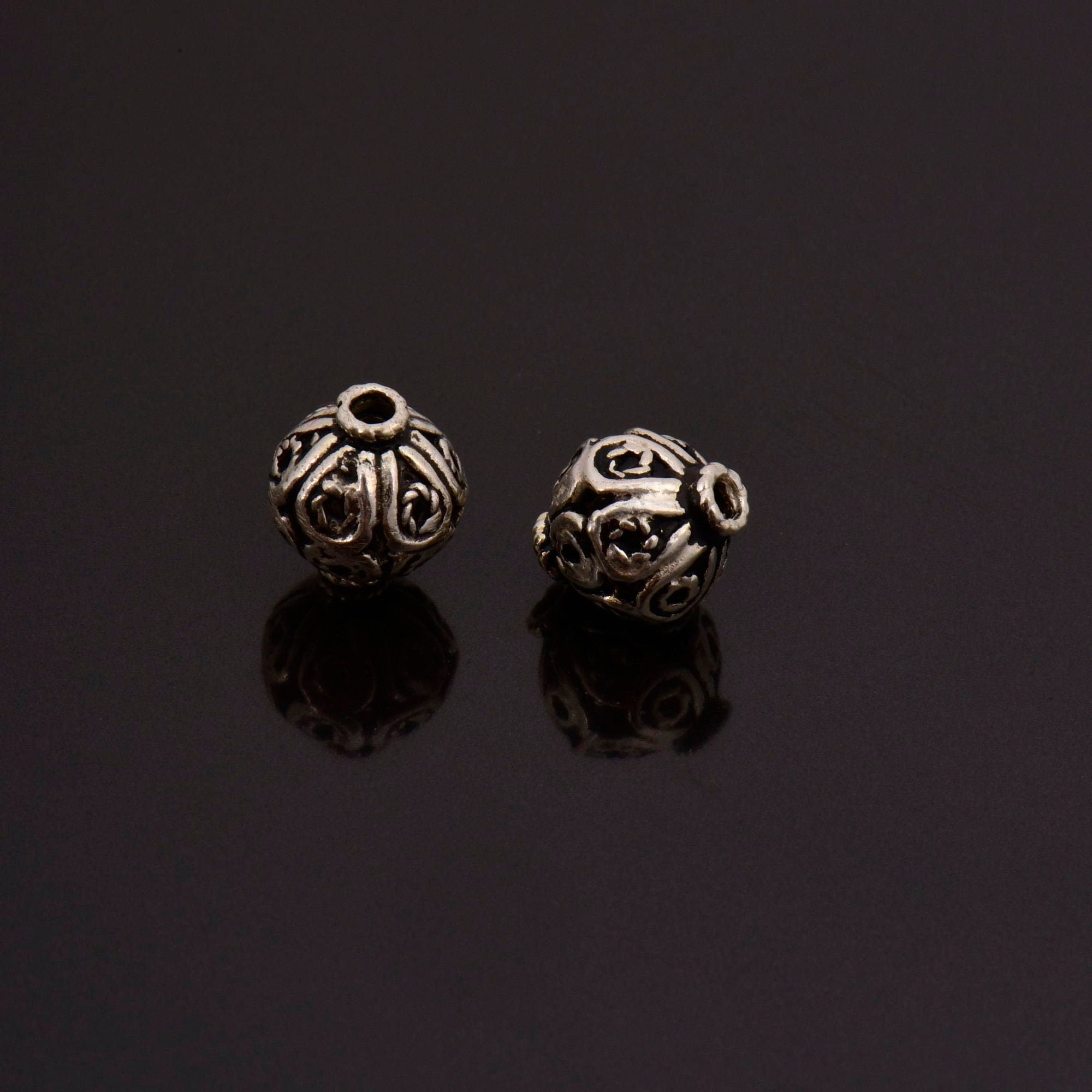 925 Sterling Silver Filigree Beads, Handmade Silver Beads, 925 Solid Silver Beads, Spacer Beads, Jewelry Supply, M115