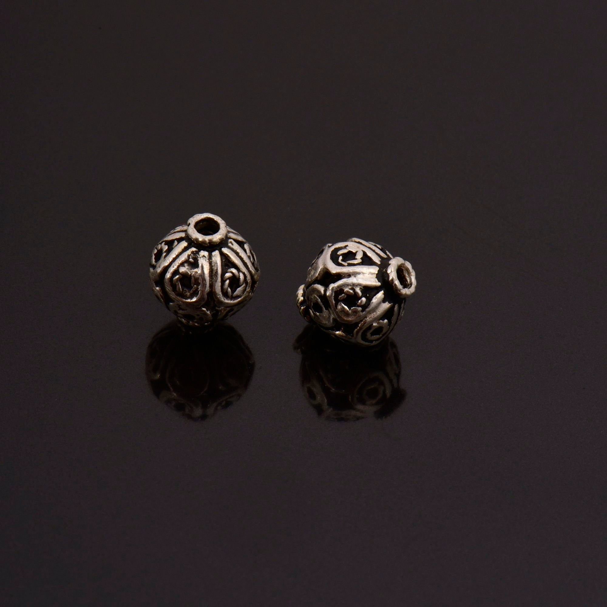 24K Gold Vermeil and 925 Silver Filigree Beads, Handmade Silver Beads in 24K Gold, Solid Silver Beads, Spacer Beads, Jewelry Supply, M/VM115