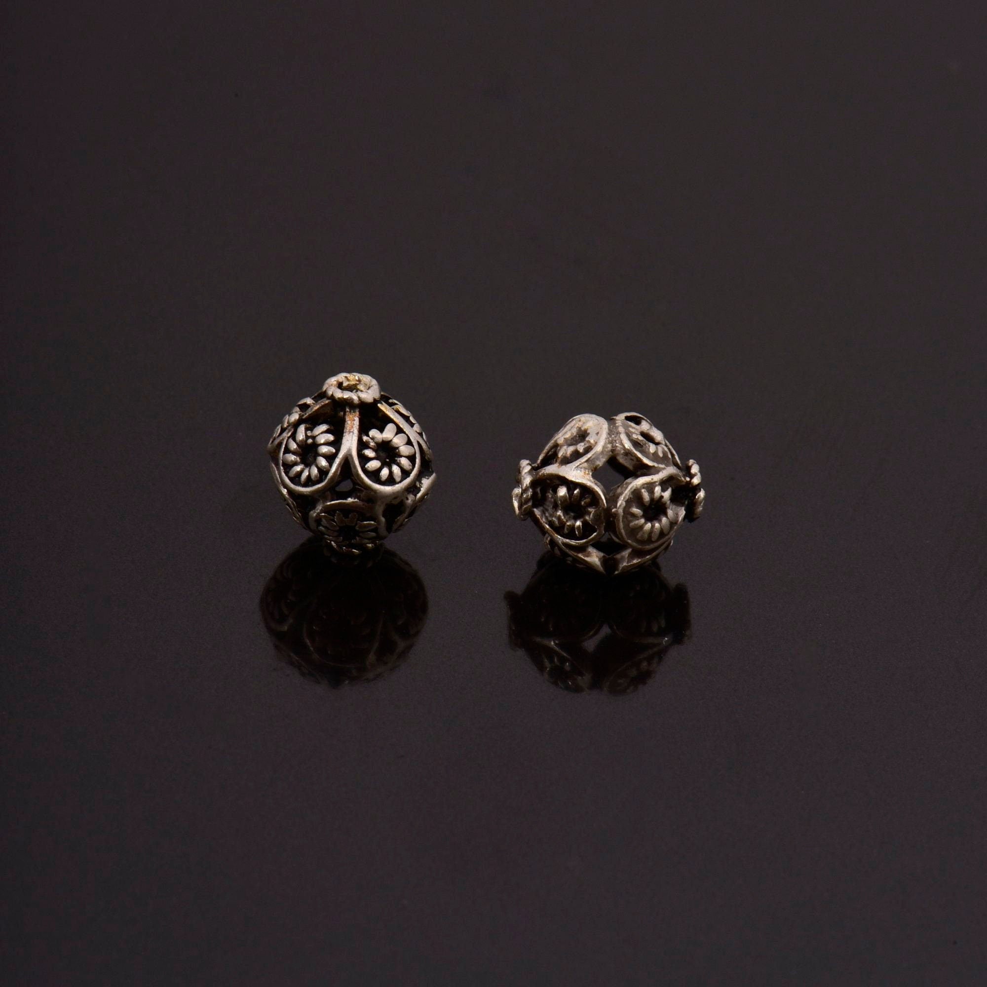 925 Sterling Silver Filigree Beads, Handmade Silver Beads, Solid Silver Beads, Spacer Beads, Jewelry Supply, M116