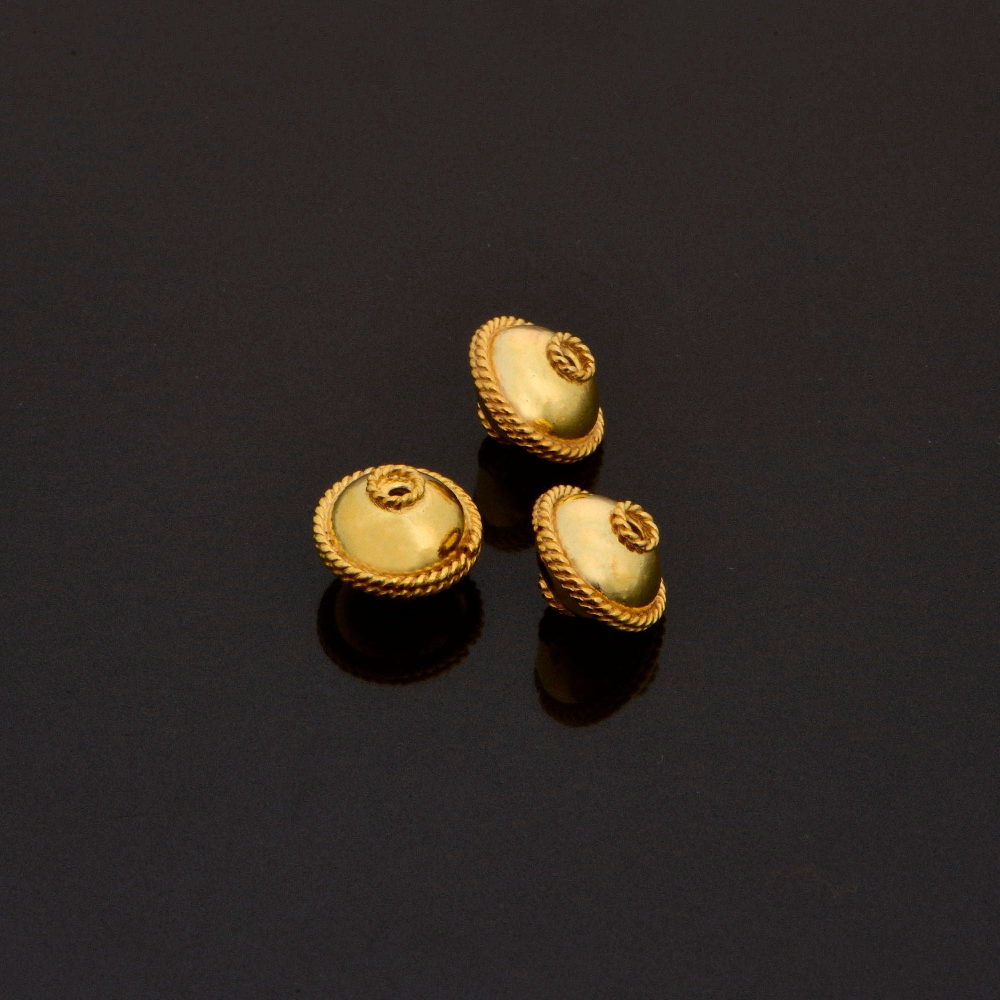 24K Gold Vermeil Flying Saucer Beads, Handmade Silver Beads in 24K Gold, 925 Solid Silver Beads, Handmade Beads, Jewelry Supply, VM118B