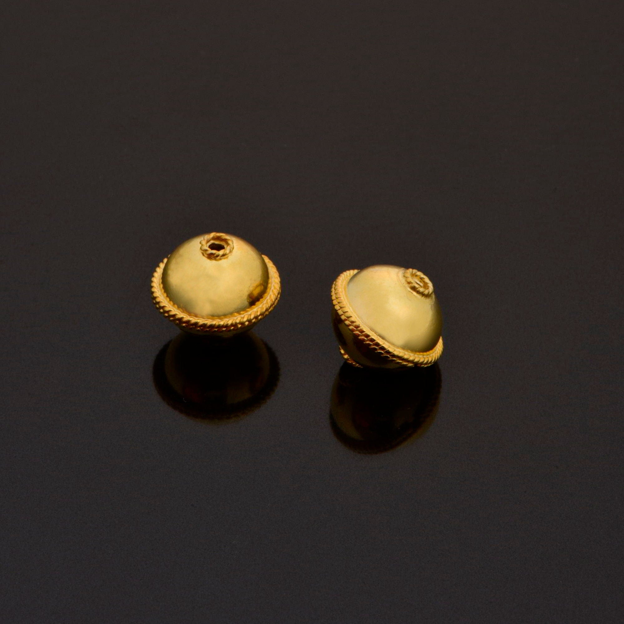24K Gold Vermeil Flying Saucer Beads, Handmade Silver Beads in 24K Gold, 925 Solid Silver Beads, Handmade Beads ,Jewelry Supply, VM118C