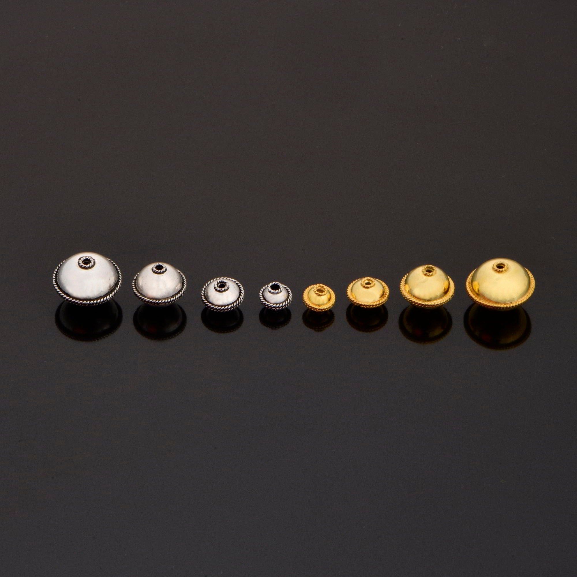 24K Gold Vermeil and 925 Silver Flying Saucer Beads, Silver Beads in Gold, Silver Beads, Flying Saucer Beads, Jewelry Supply, VM118A-D